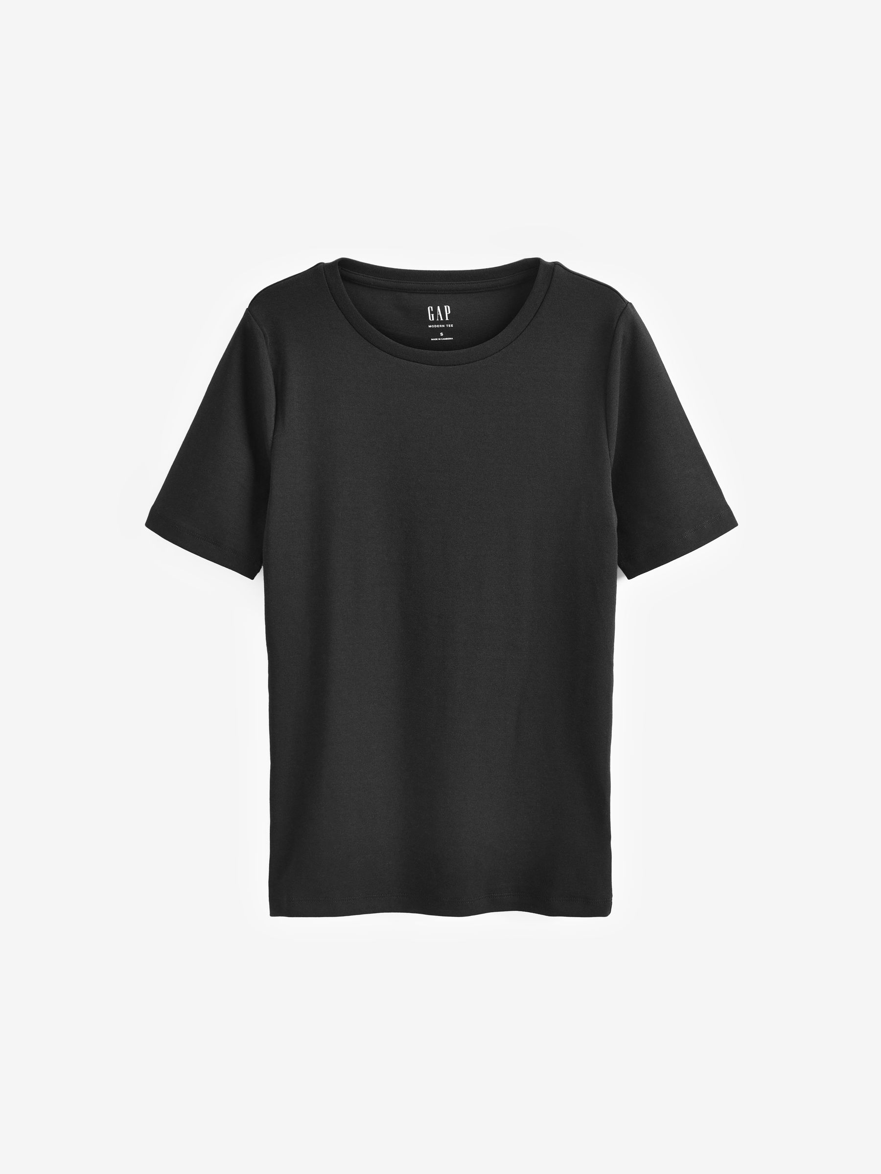 Black Short Sleeve Modern Cotton-Modal Crew Neck T-Shirt - Image 4 of 4