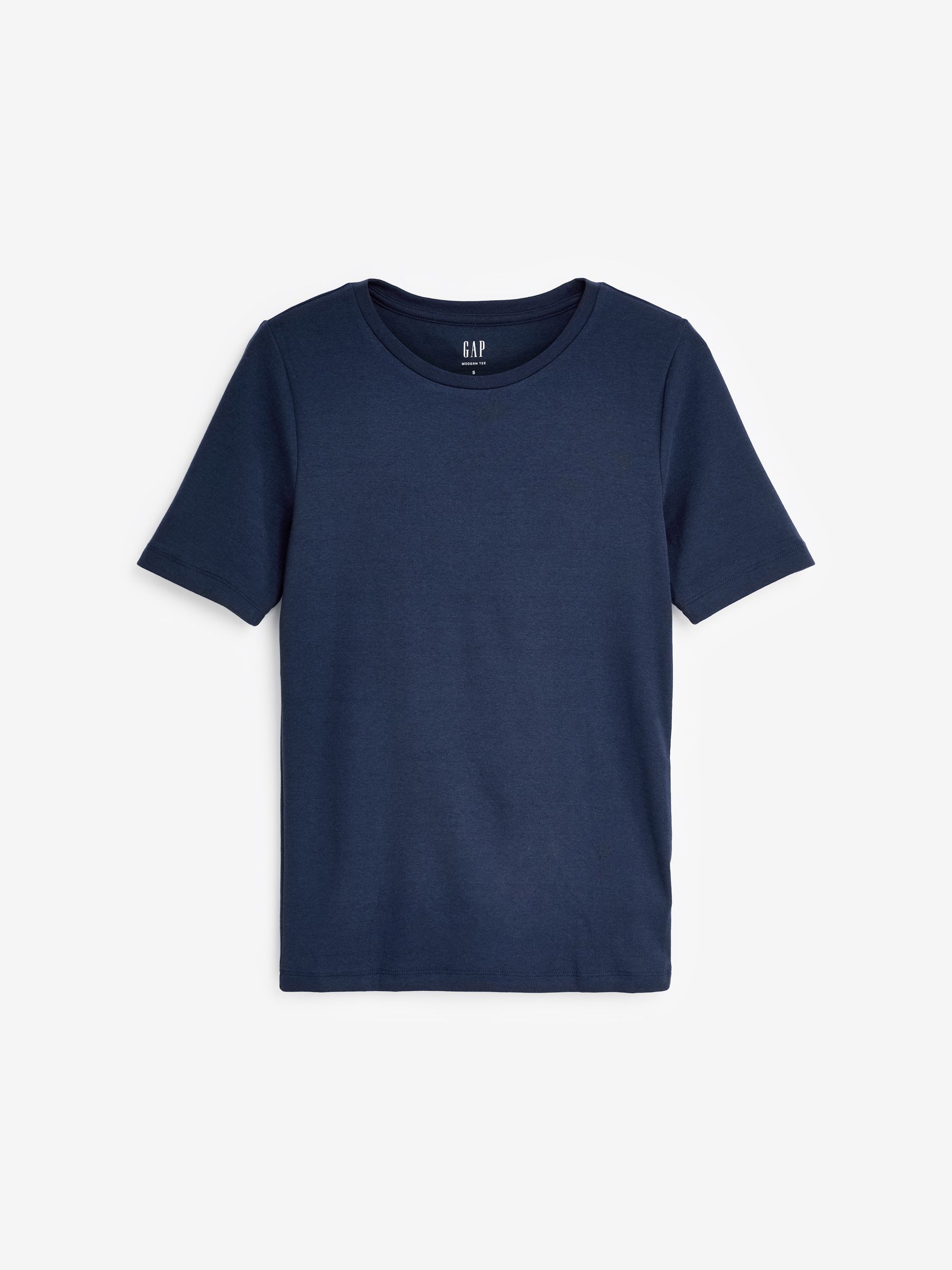 Blue Short Sleeve Modern Cotton-Modal Crew Neck T-Shirt - Image 3 of 3