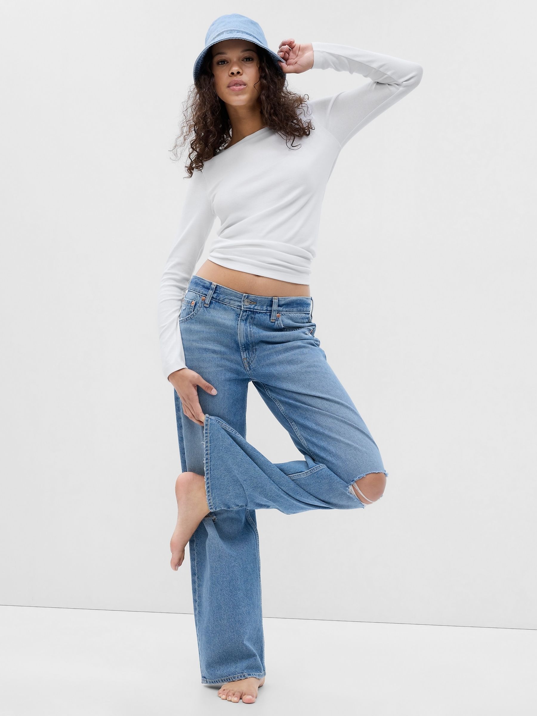 White Long Sleeve Modern Cotton-Modal Crew Neck T-Shirt - Image 3 of 9