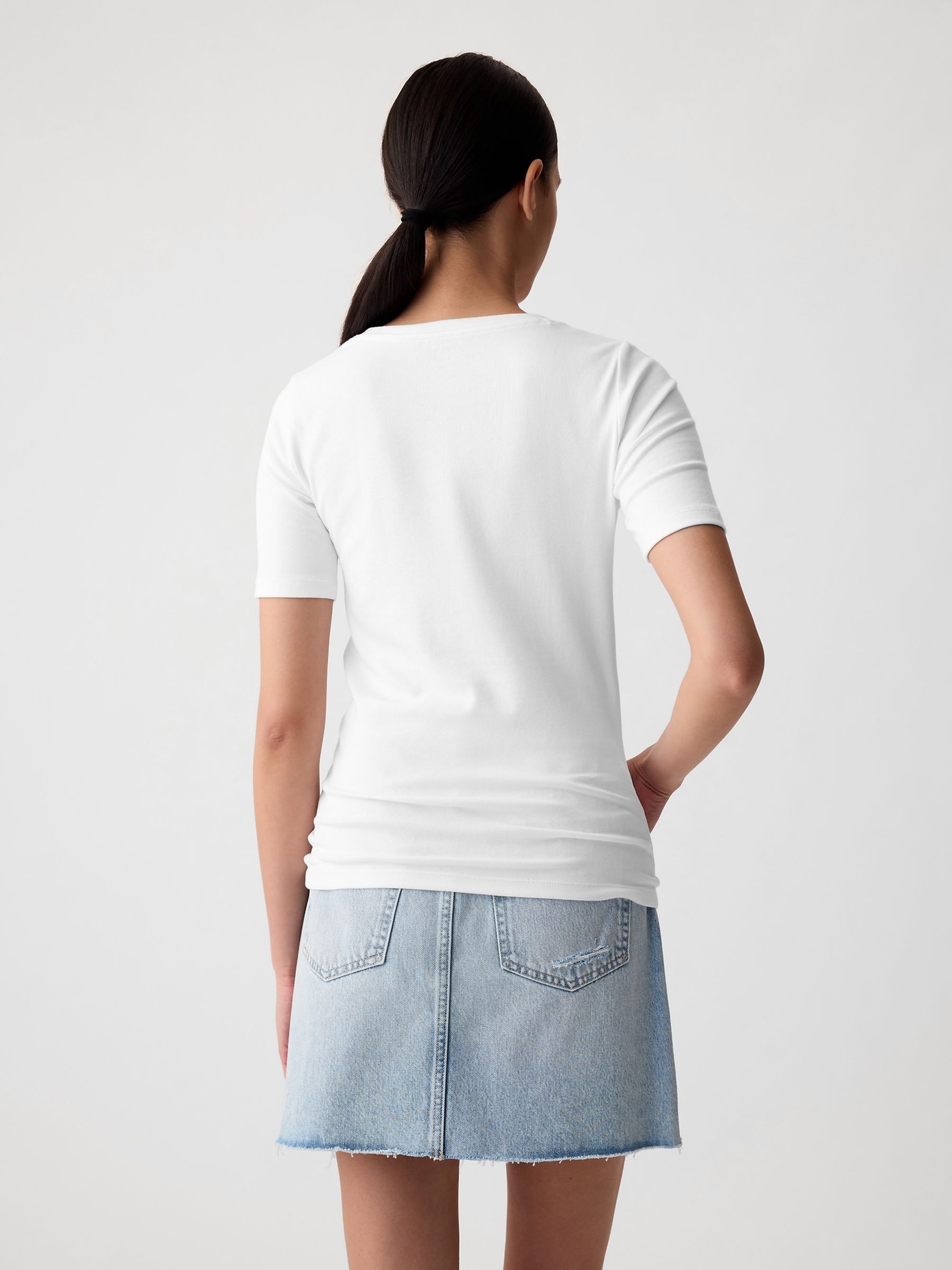 White Short Sleeve Modern Cotton-Modal Crew Neck T-Shirt - Image 2 of 6