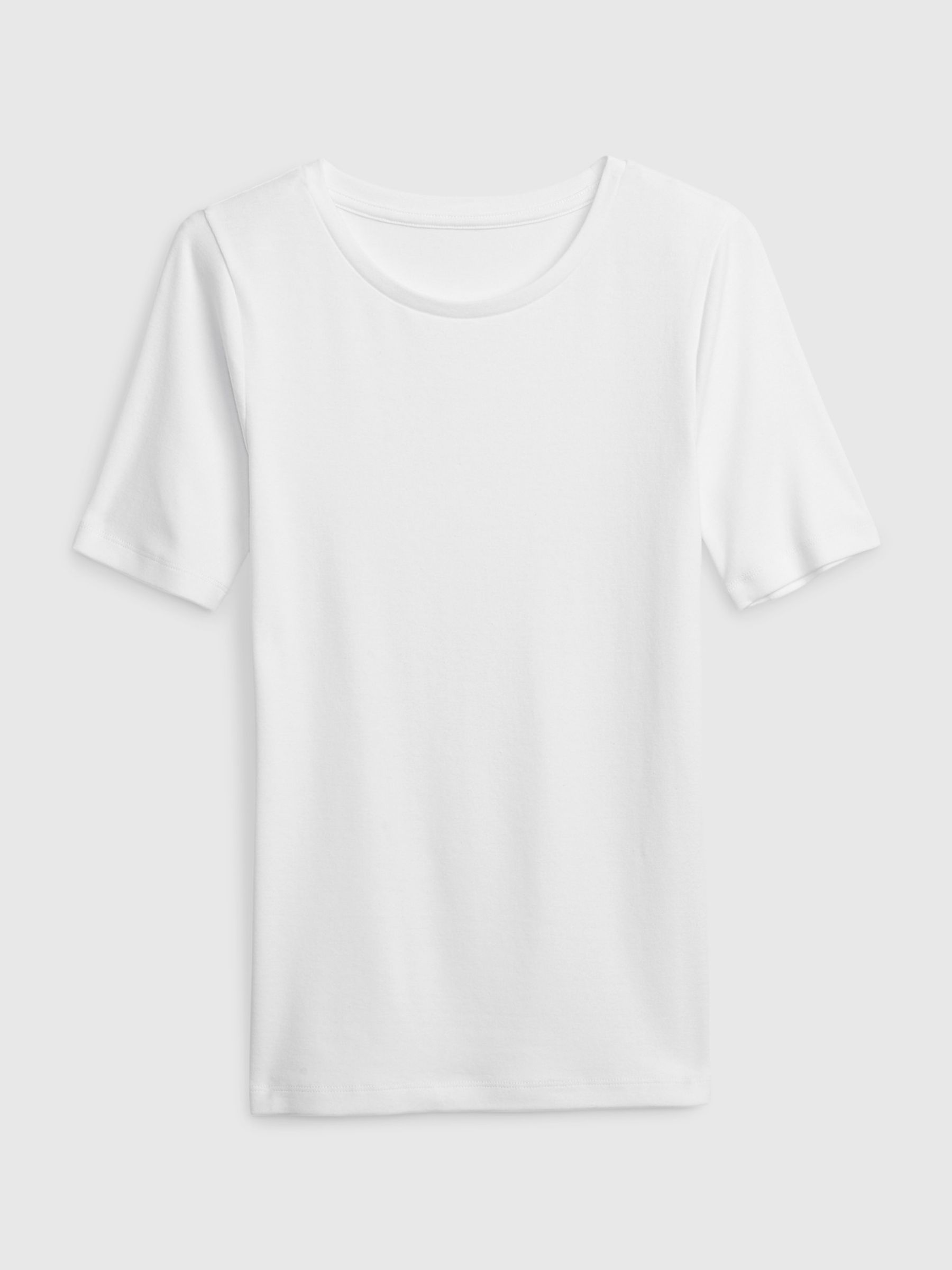 White Short Sleeve Modern Cotton-Modal Crew Neck T-Shirt - Image 6 of 6