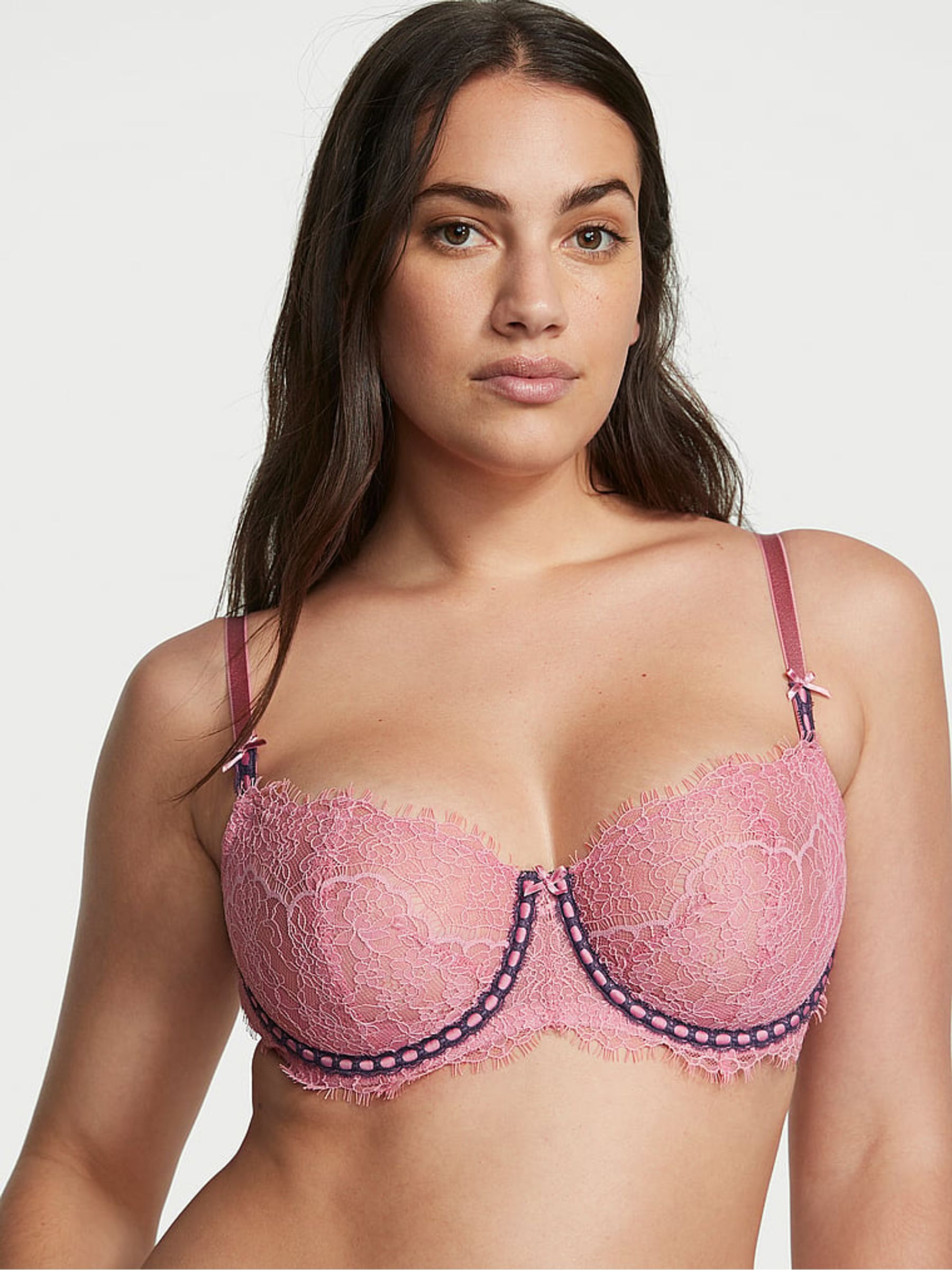 Dusk Mauve Pink Ribbon Slot Unlined Balcony Bra - Image 1 of 4
