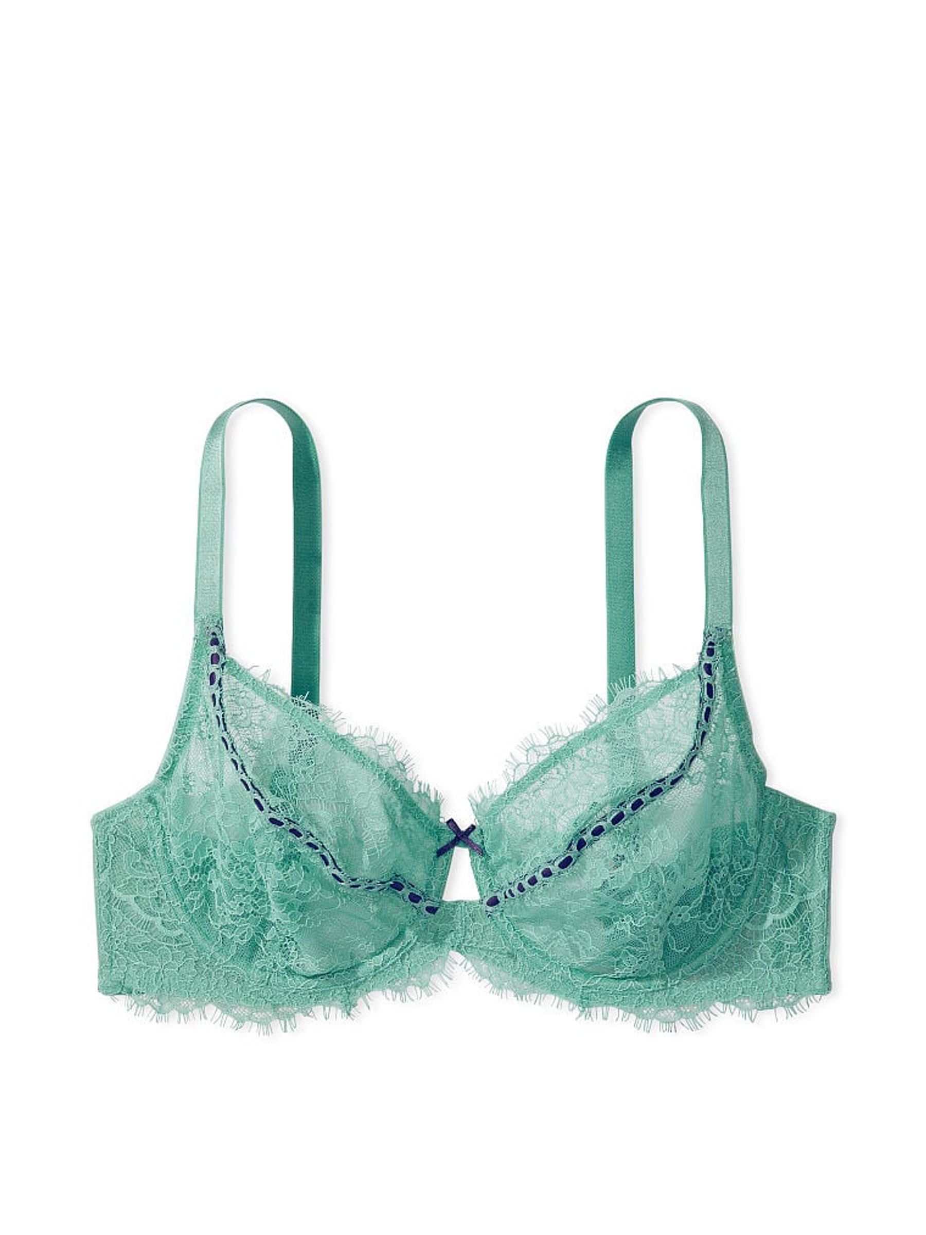 Parasail Green Ribbon Slot Lace Full Cup Unlined Bra - Image 3 of 3