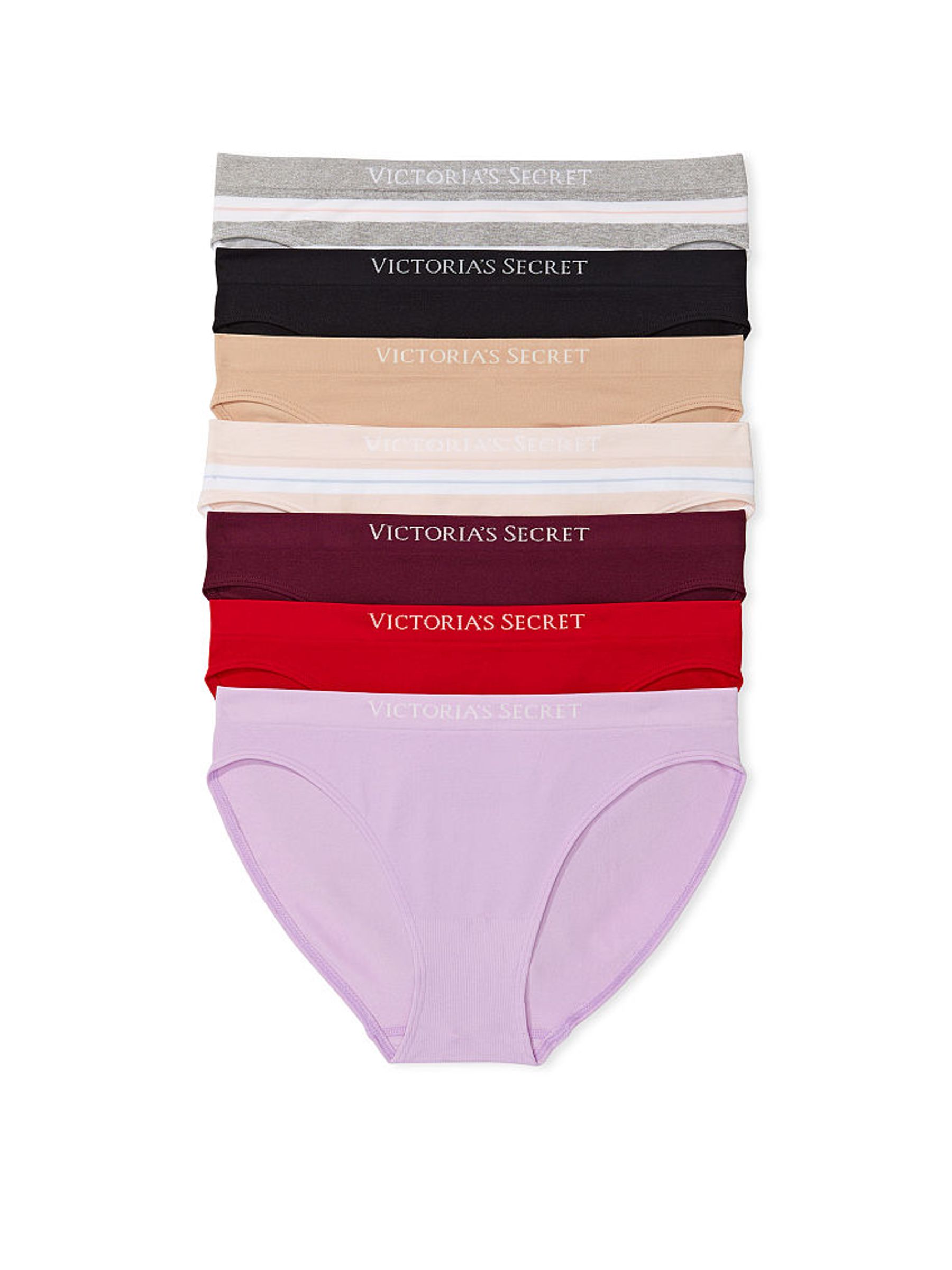 Black/Grey/Nude/Red/Purple Bikini 7 Pack Knickers - Image 1 of 1