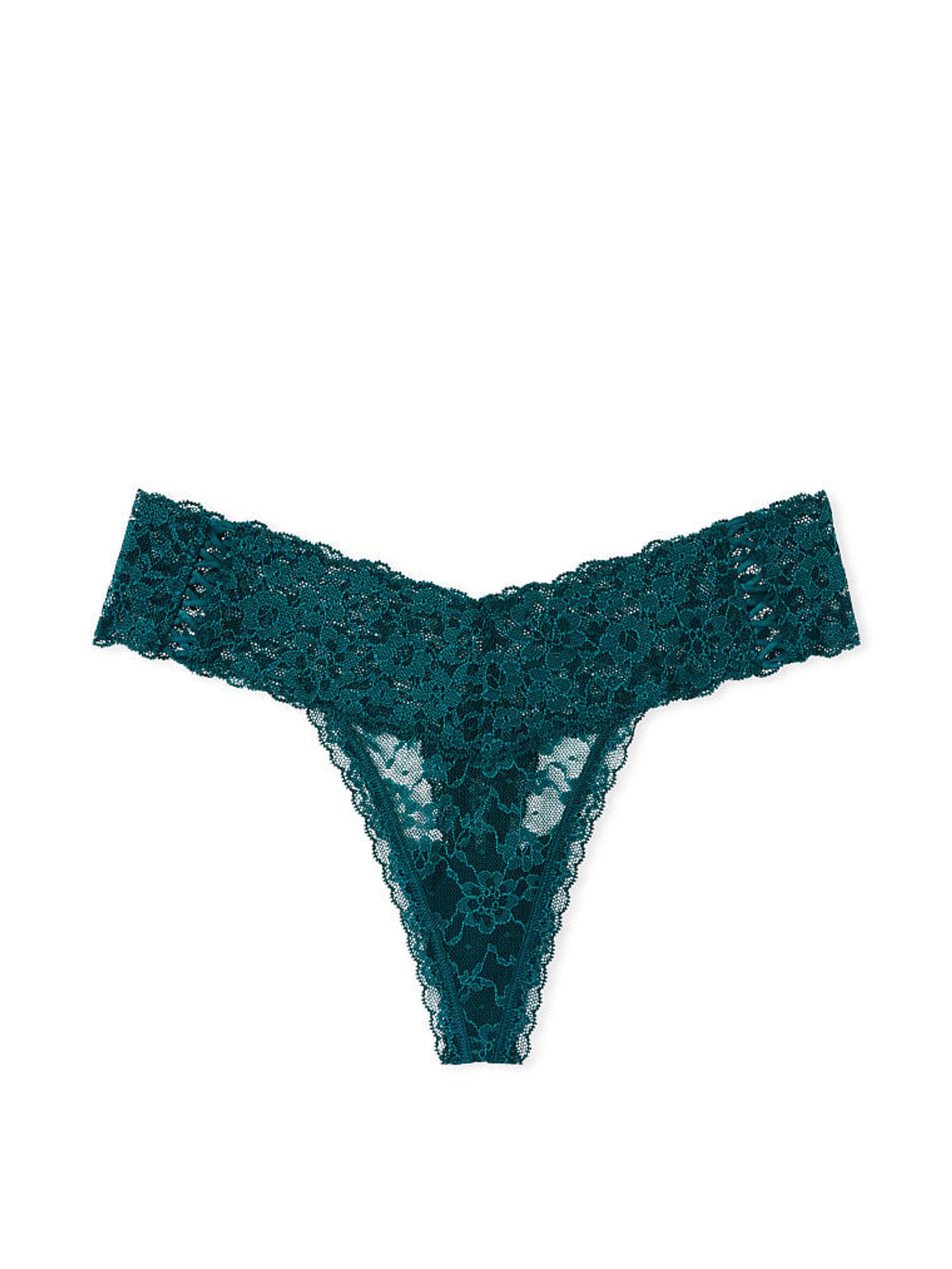 Black Ivy Green Double Side Lace Up Thong Lace Knickers - Image 3 of 3