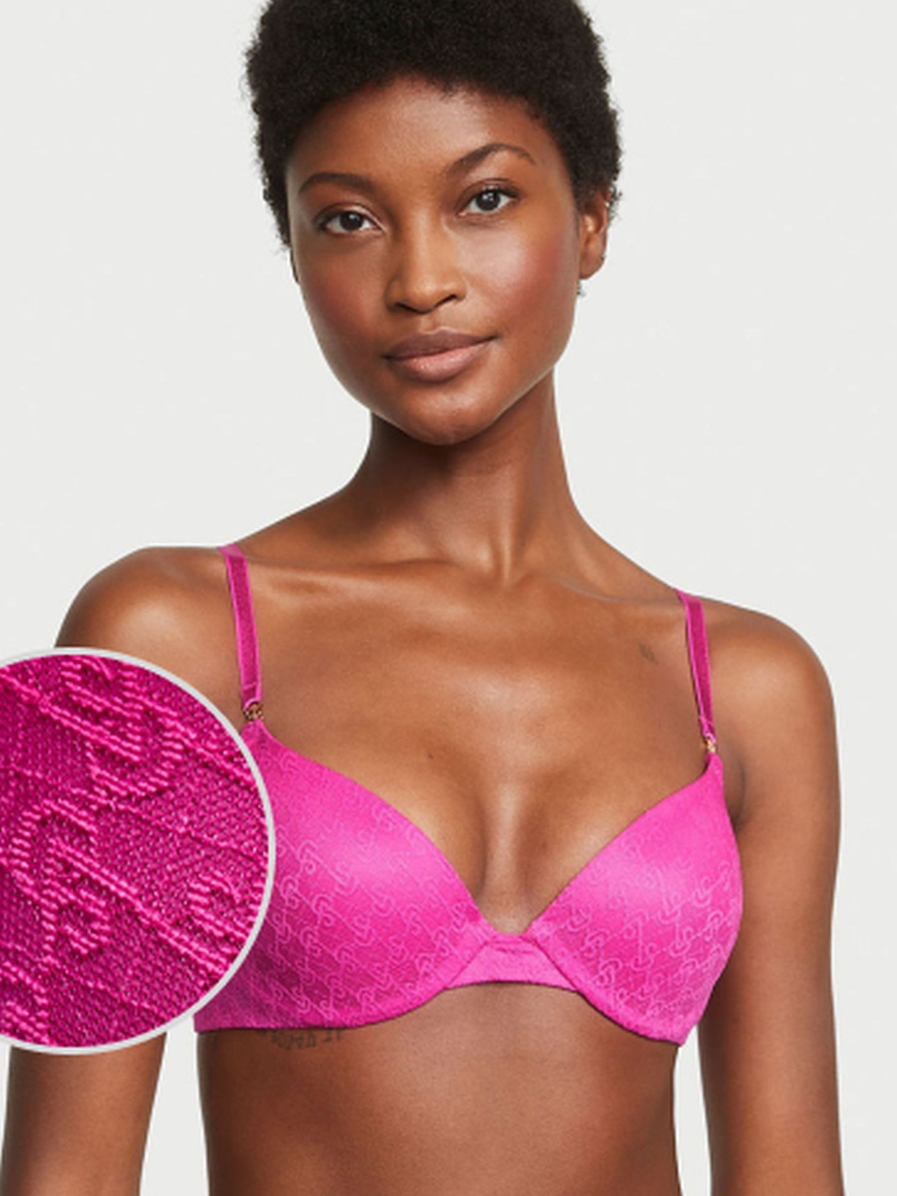 Fuchsia Frenzy Pink Lace Icon Push Up Demi Bra - Image 1 of 5
