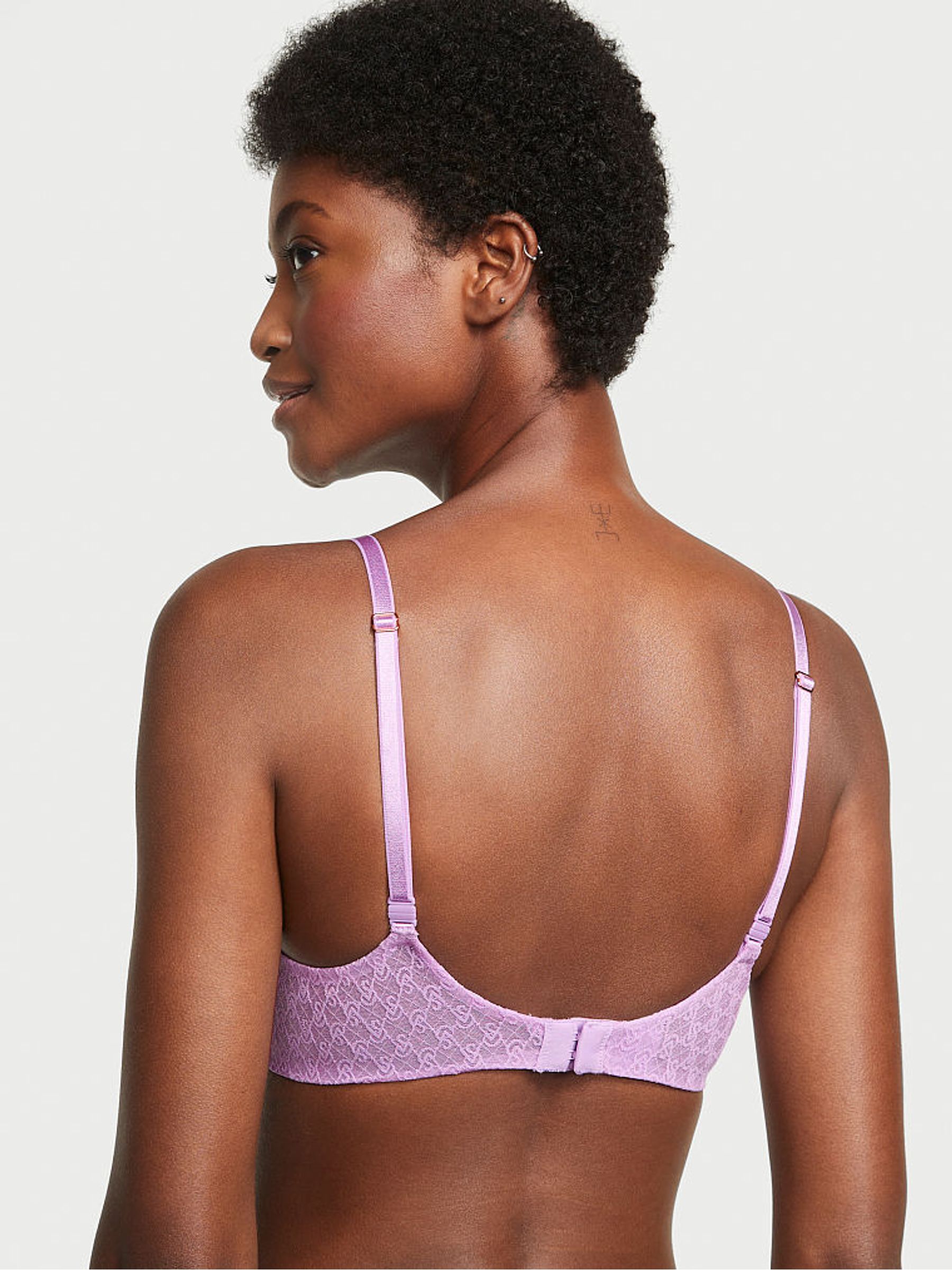 Silky Lilac Purple Lace Icon Push Up Demi Bra - Image 2 of 2