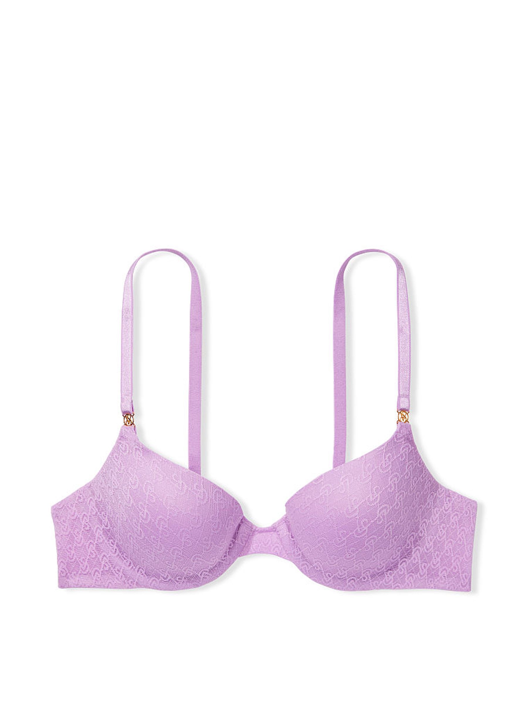 Silky Lilac Purple Lace Icon Push Up Demi Bra - Image 3 of 4