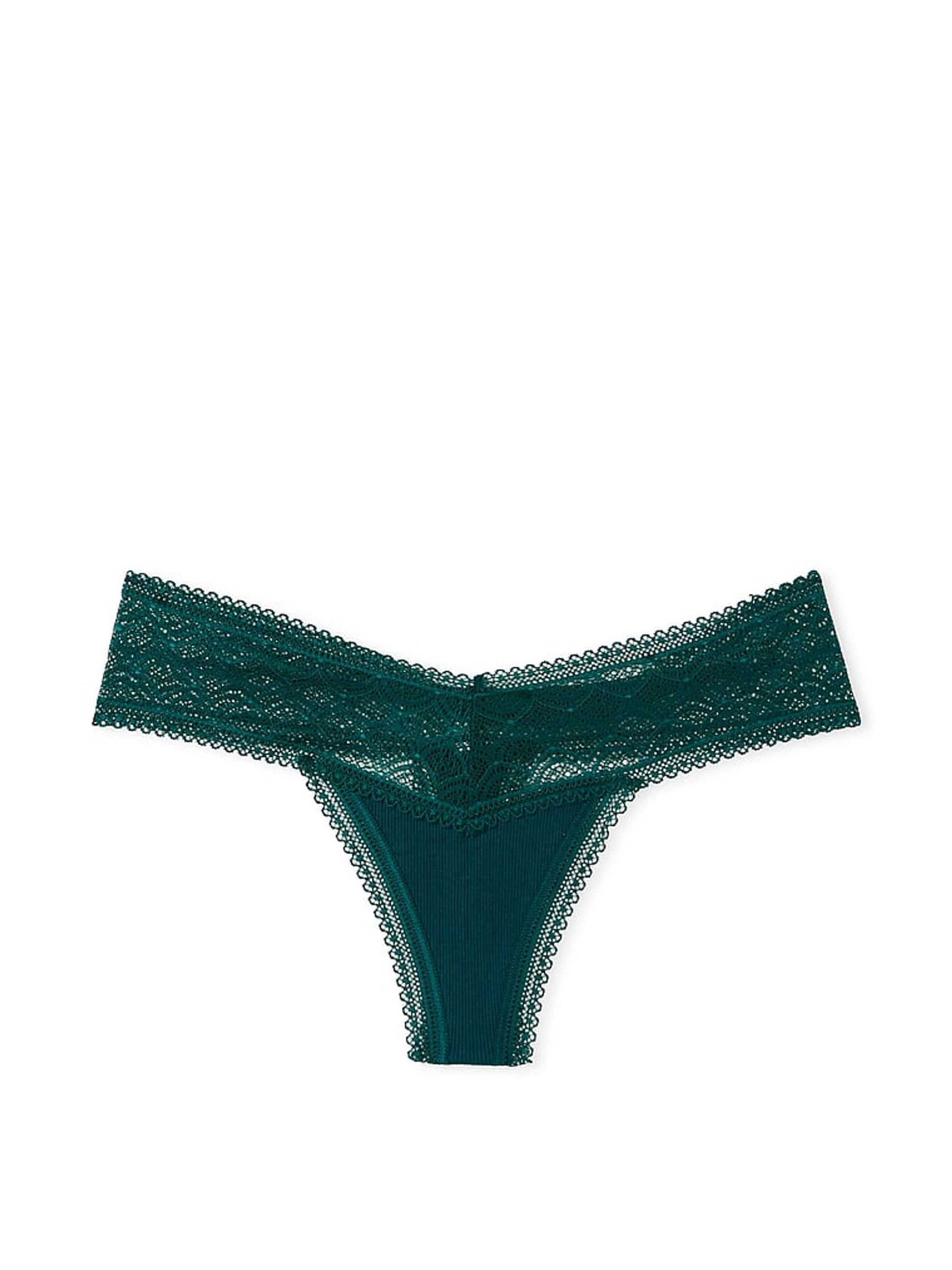 Black Ivy Green Geo Thong Lace Waist Knickers - Image 3 of 3