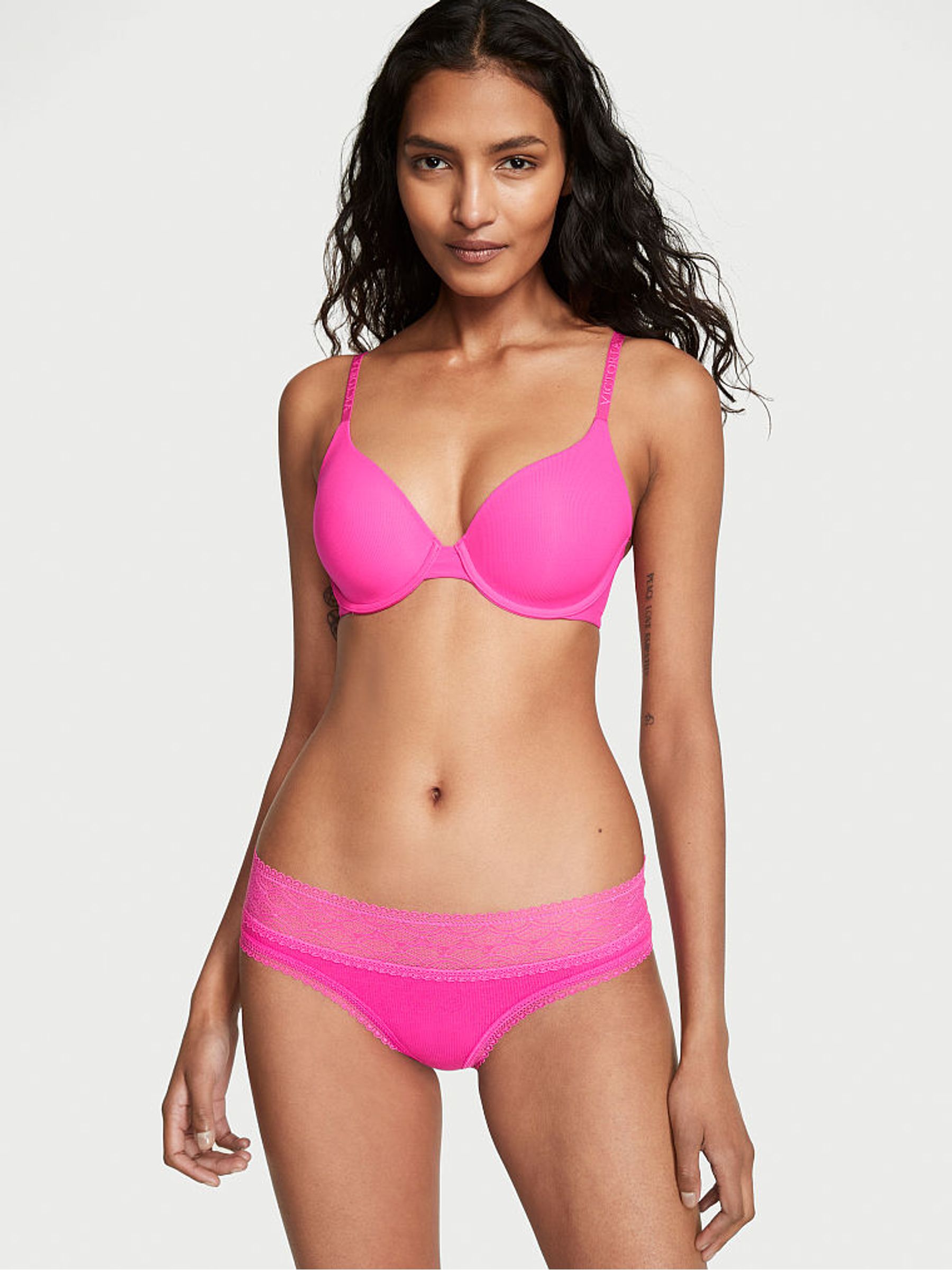 Fuchsia Frenzy Pink Geo Hipster Lace Waist Knickers - Image 1 of 3