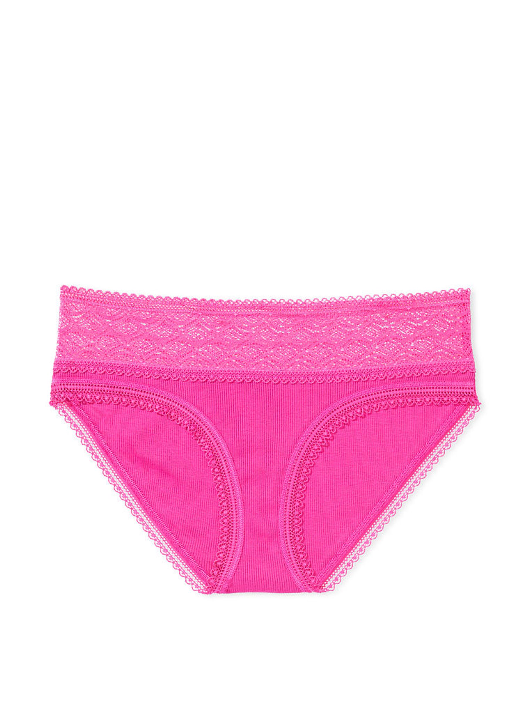 Fuchsia Frenzy Pink Geo Hipster Lace Waist Knickers - Image 3 of 3