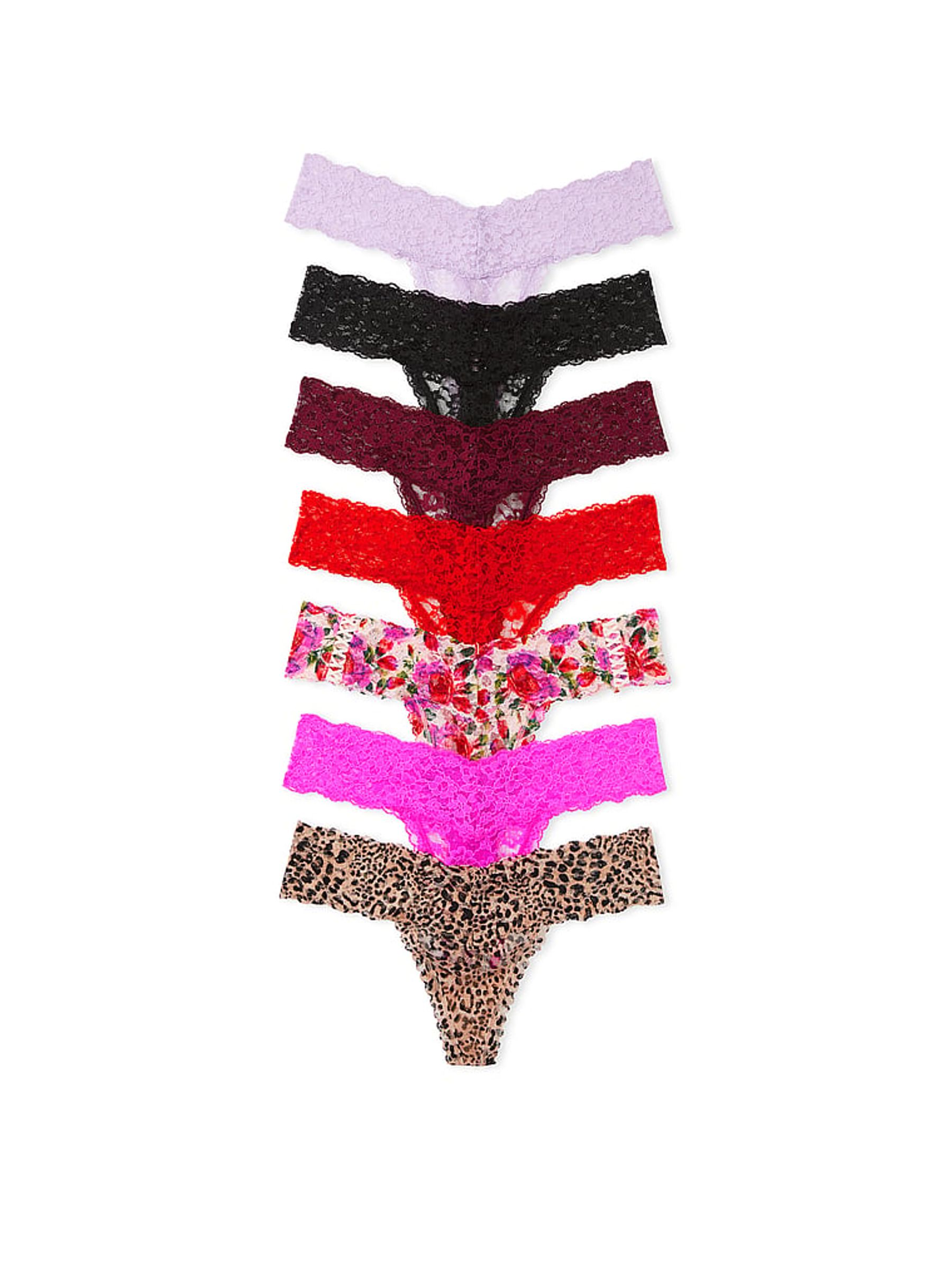 Purple/Black/Red/Pink/Leopard Thong 7 Pack Knickers - Image 1 of 3