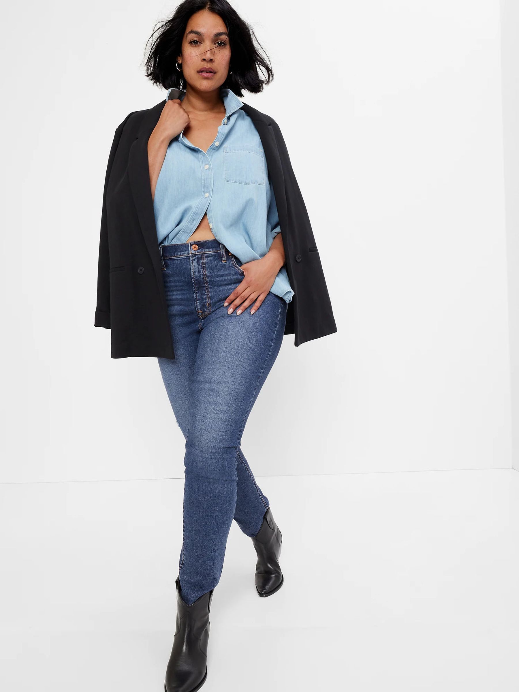 Mid Wash Blue High Waisted True Skinny Fit Jeans - Image 1 of 9