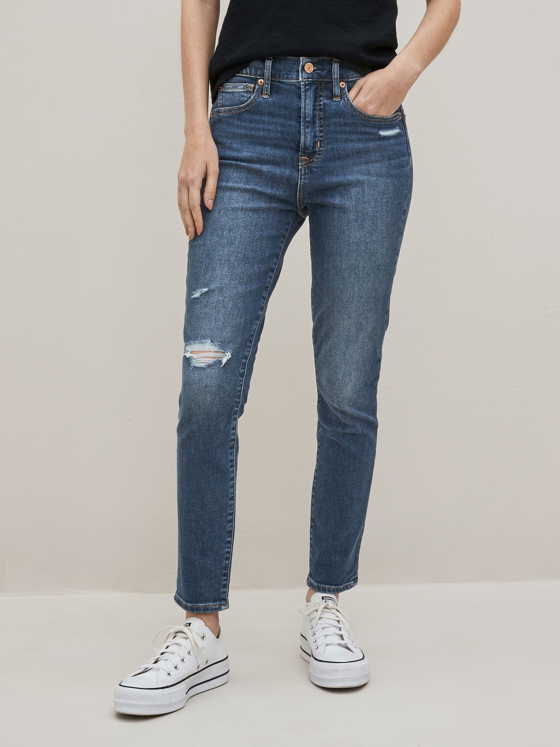 Mid Wash Blue High Waisted True Skinny Fit Jeans - Image 6 of 9