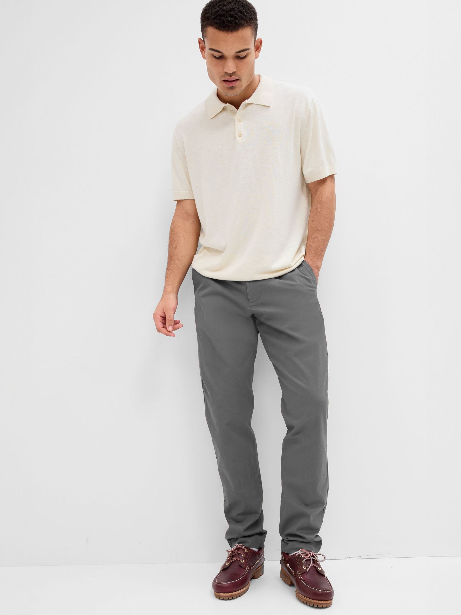 Grey Straight Taper Fit Essential Chinos - Image 2 of 4