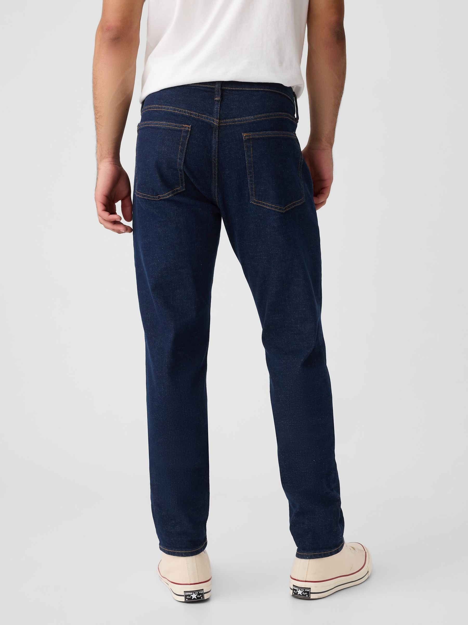 Dark Indigo Blue Slim Fit Comfort Stretch Tapered Jeans - Image 3 of 9