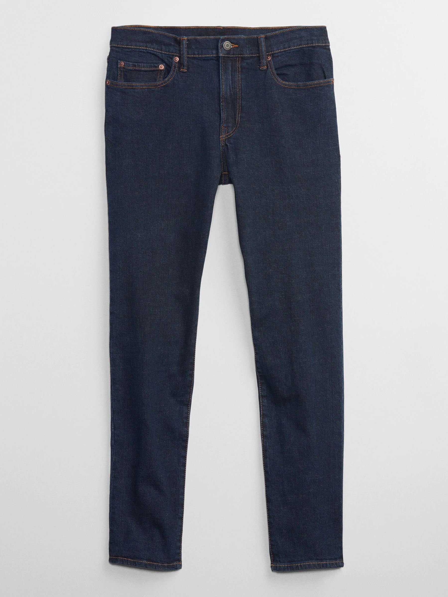 Dark Indigo Blue Slim Fit Comfort Stretch Tapered Jeans - Image 7 of 9