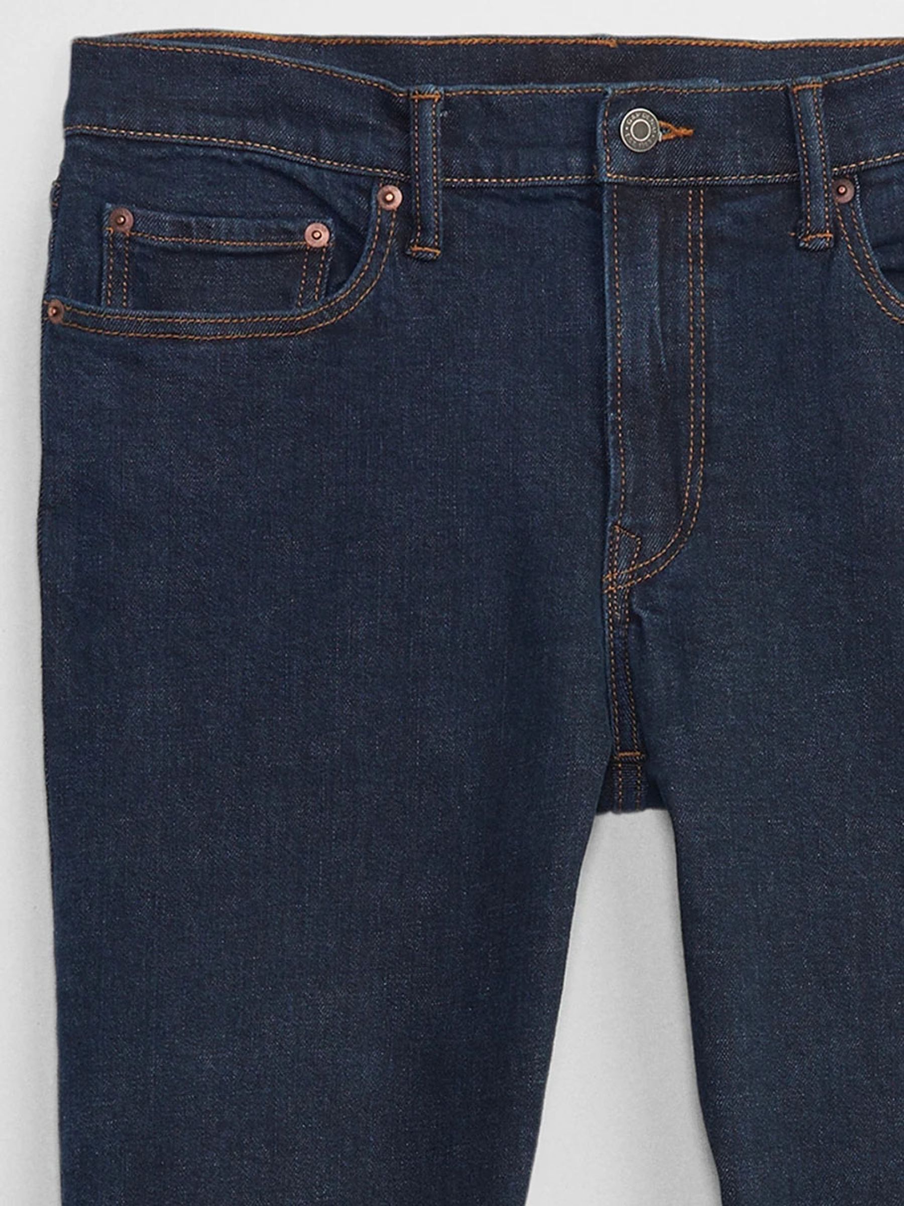 Dark Indigo Blue Slim Fit Comfort Stretch Tapered Jeans - Image 8 of 9
