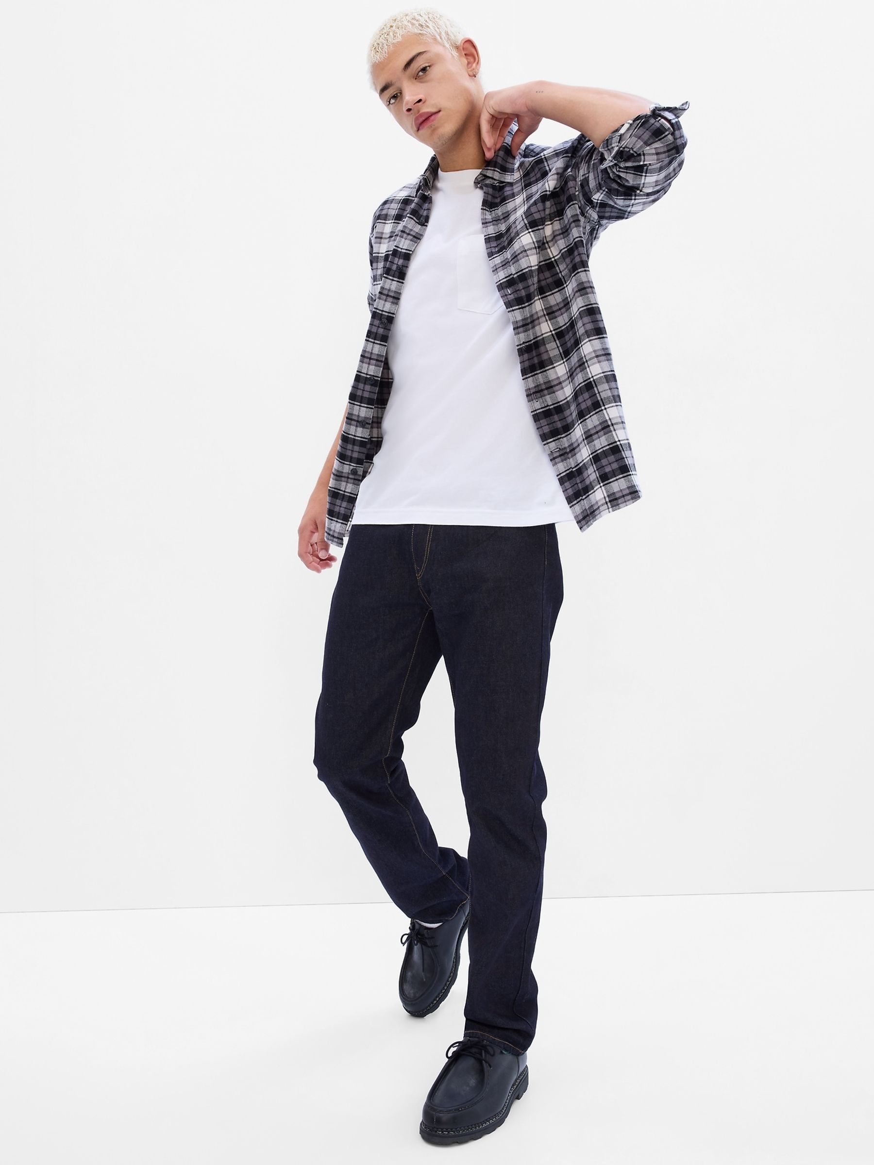 Dark Indigo Blue Straight Fit Stretch Jeans - Image 1 of 1