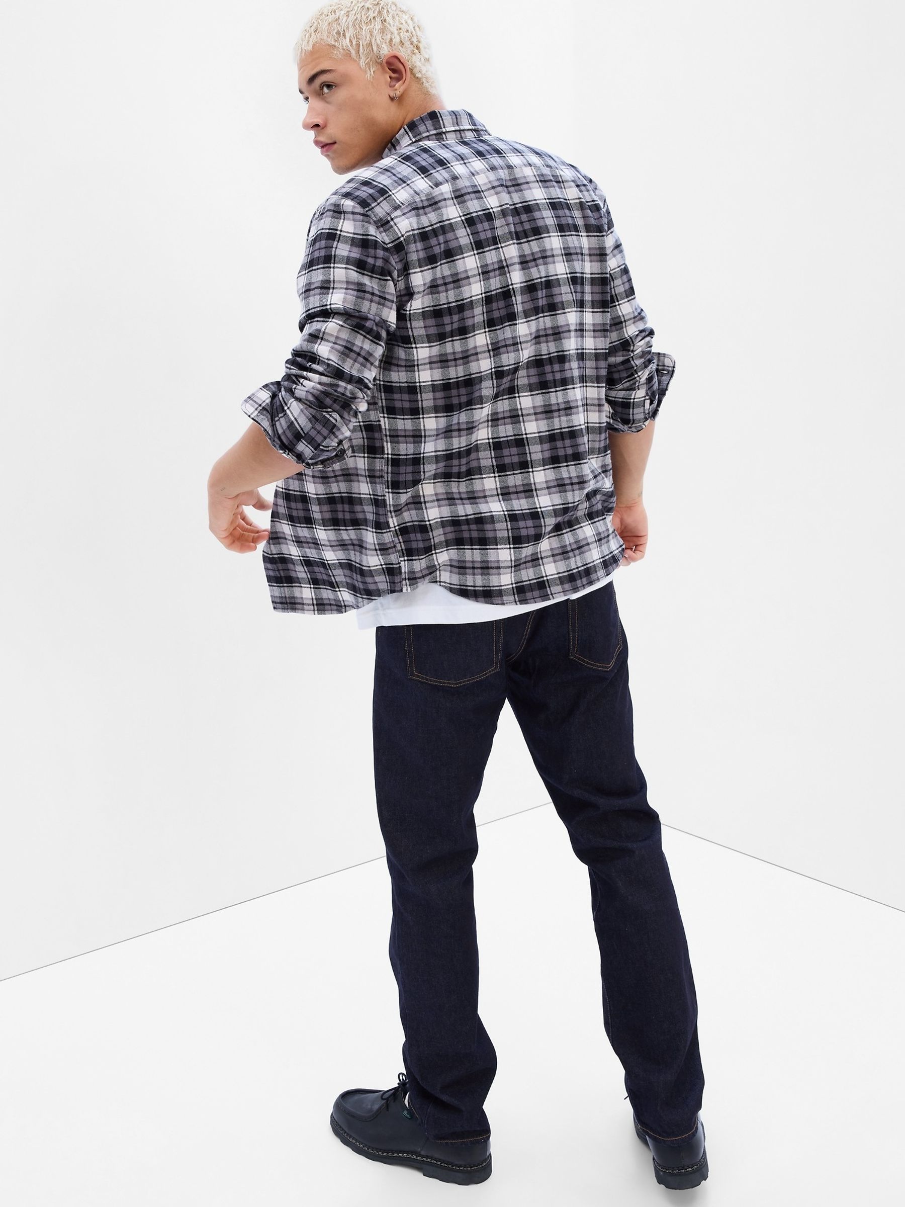Dark Indigo Blue Straight Fit Stretch Jeans - Image 1 of 2