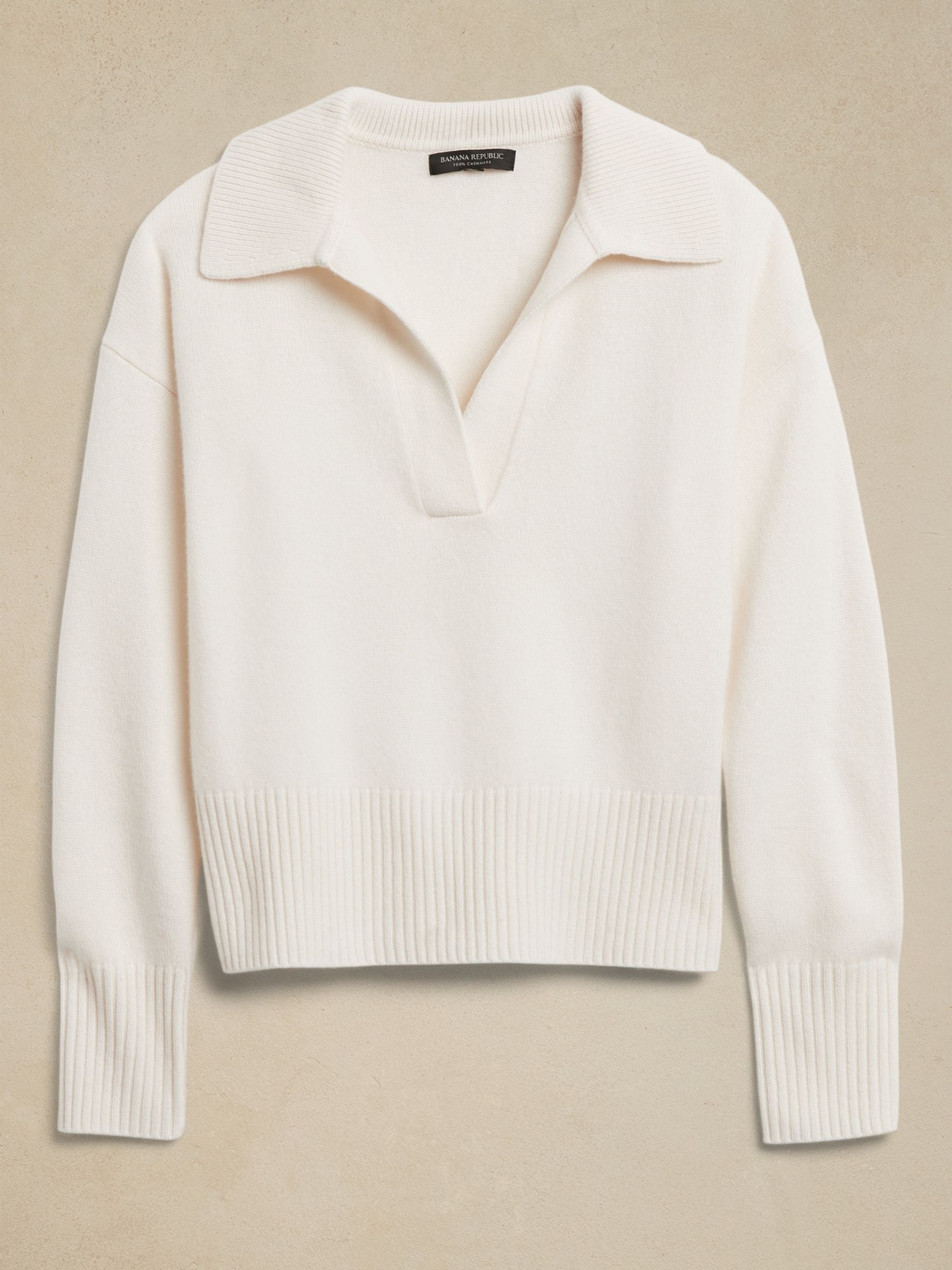 Banana Republic White Luna Cashmere Jumper Polo - Image 4 of 4