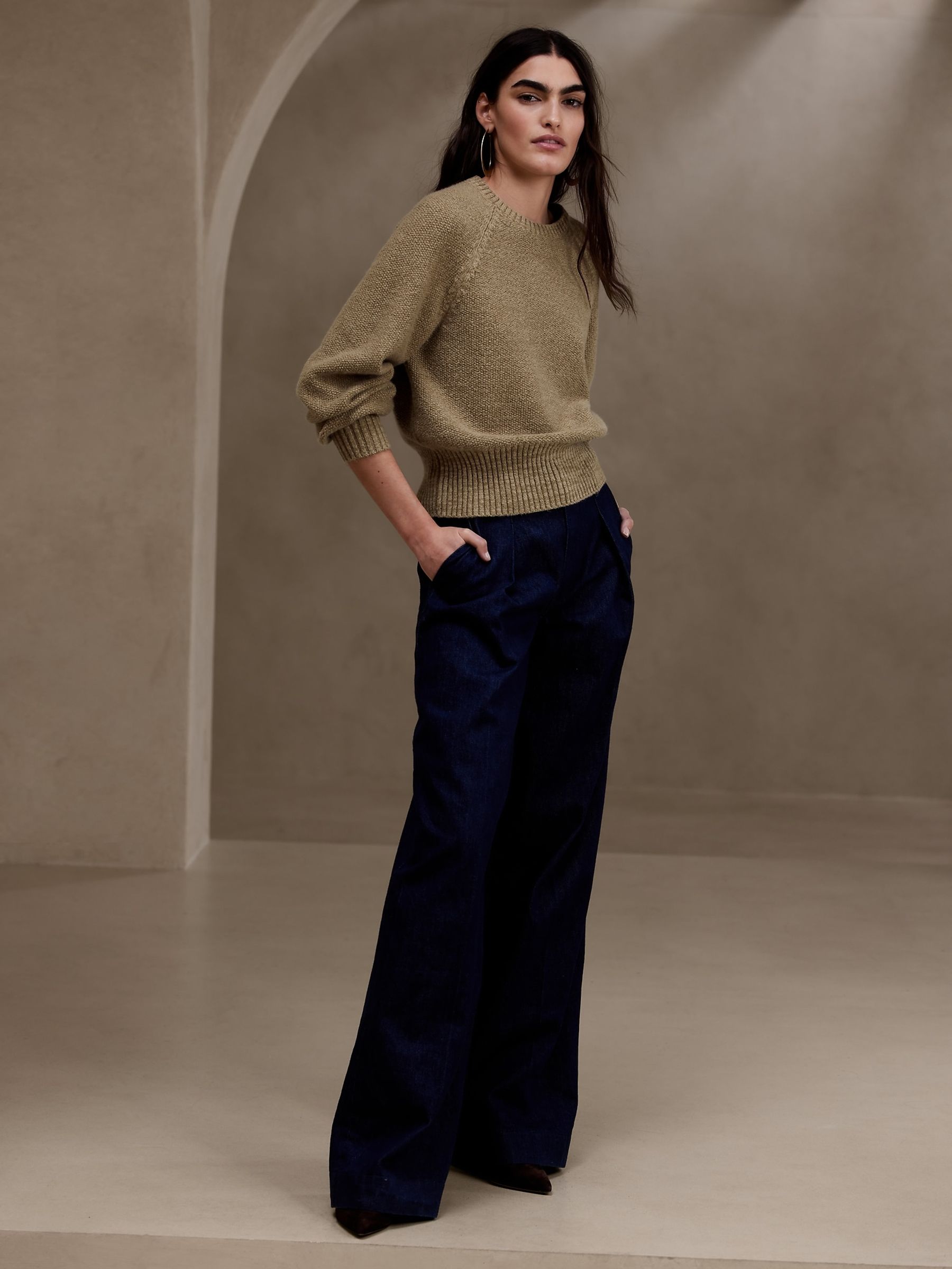 Banana Republic Brown Wadi Marled Jumper - Image 3 of 4