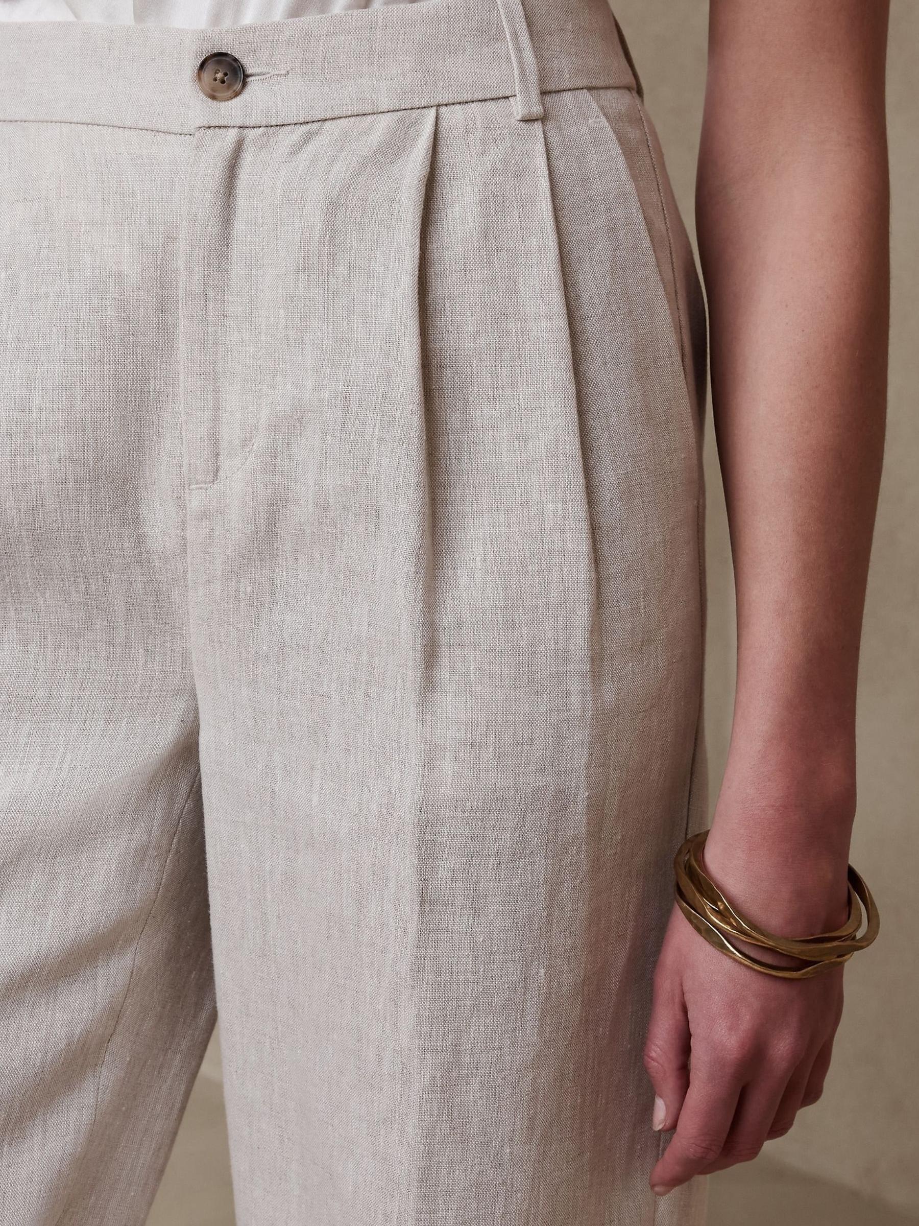 Banana Republic Beige Palma WideLeg Linen Trousers - Image 2 of 2