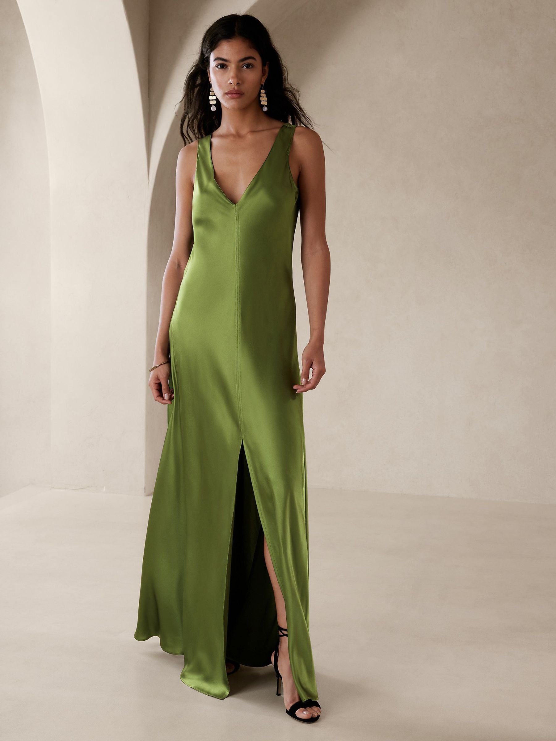 Banana Republic Green Eterno Silk Maxi Dress - Image 1 of 3