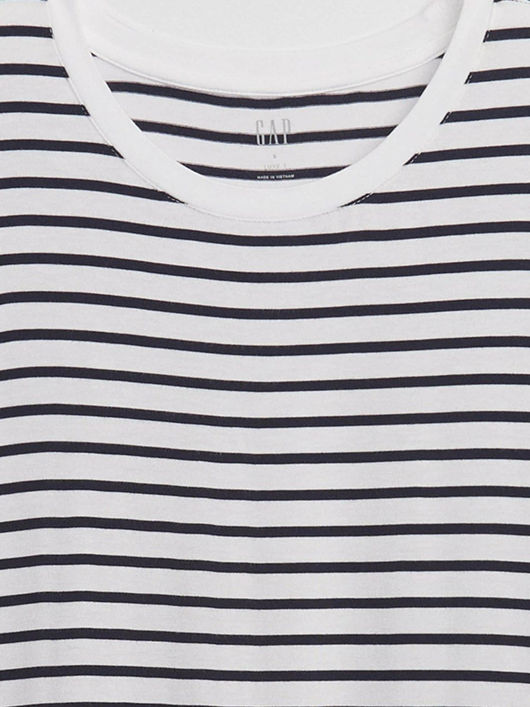 Navy and White Stripe Luxe Short Sleeve Crew Neck T-Shirt - Image 3 of 3