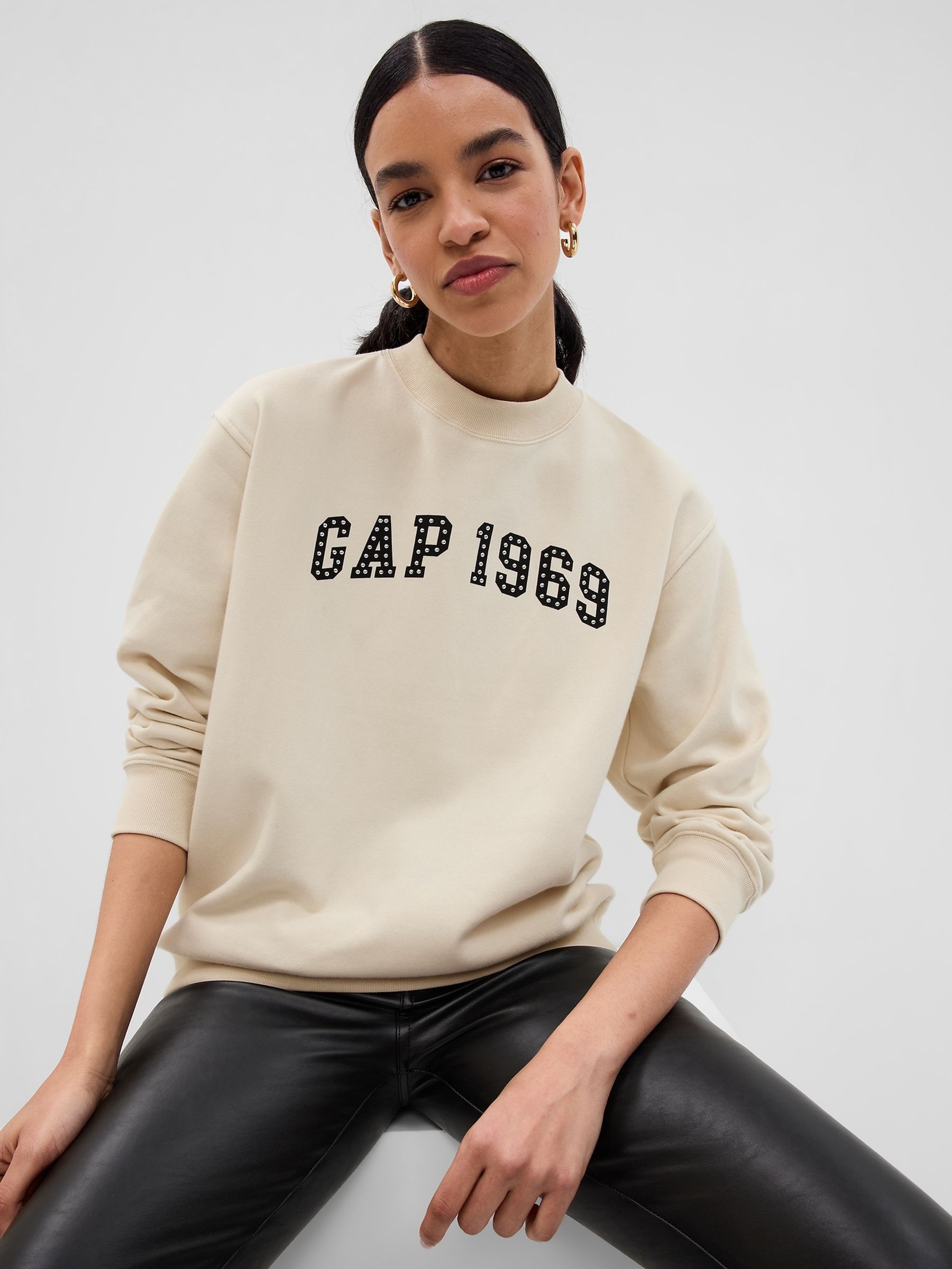 Cream Logo Dropped Shoulder Sweatshirt - Image 1 of 1 Cream Logo Dropped Shoulder Sweatshirt - Image 1 of 1