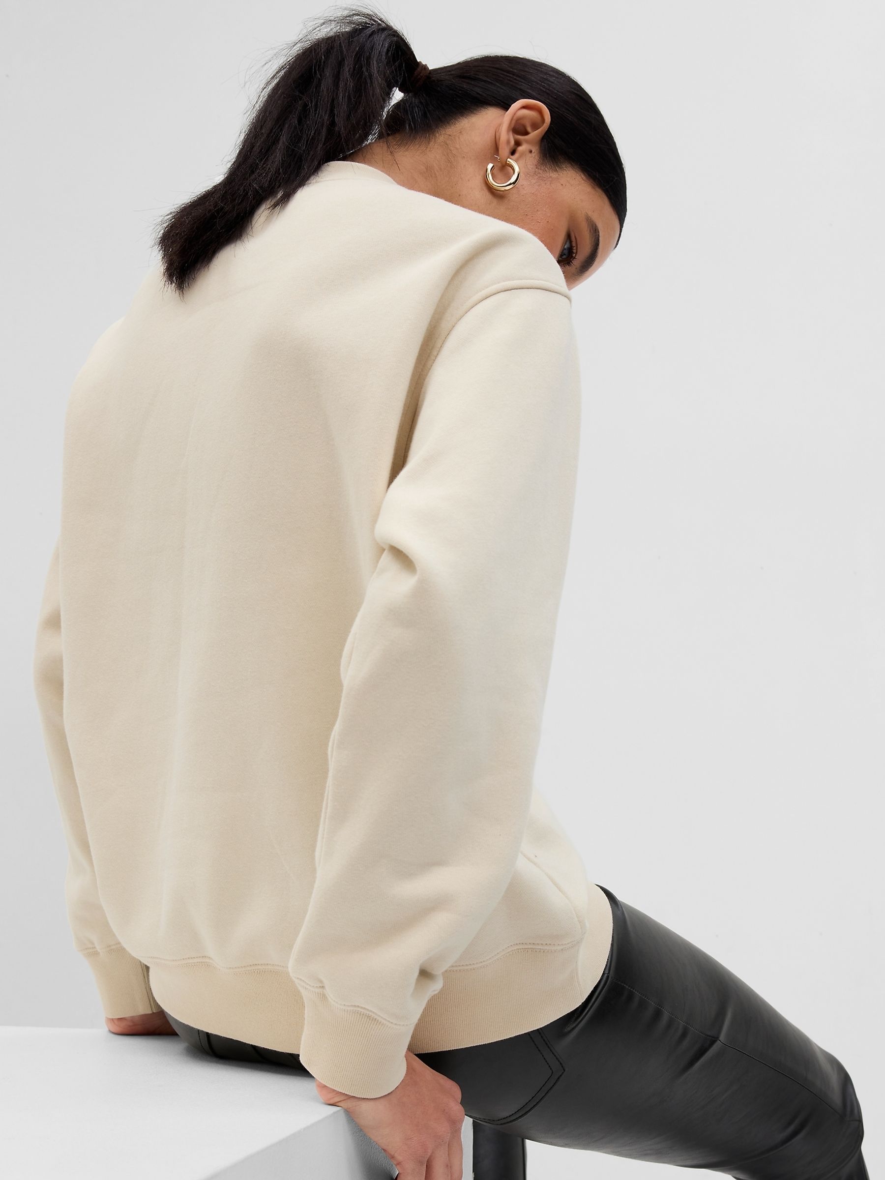 Cream Logo Dropped Shoulder Sweatshirt - Image 2 of 2