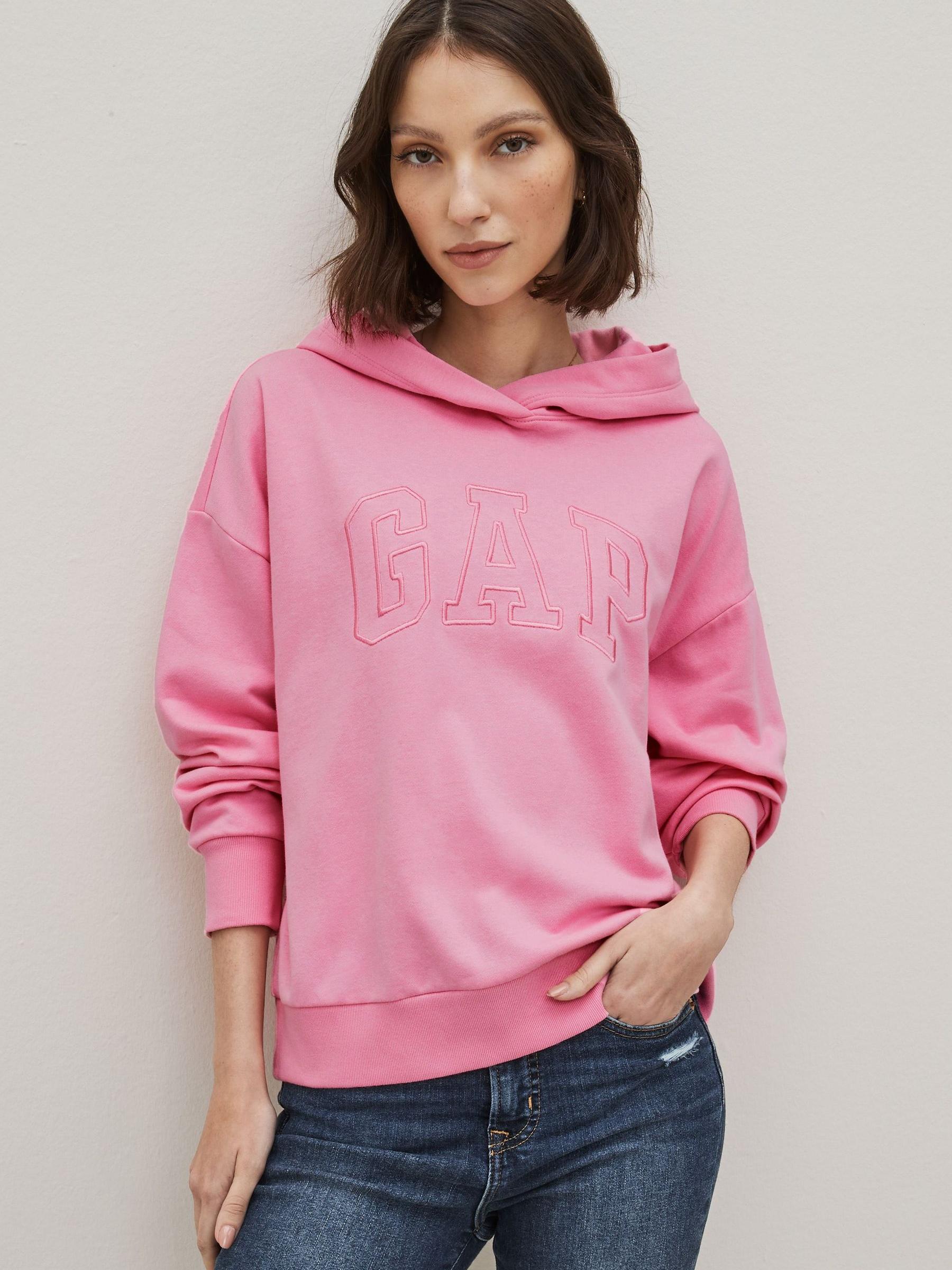 Pink Monochrome Logo Hi-Low Hem Hoodie - Image 1 of 4