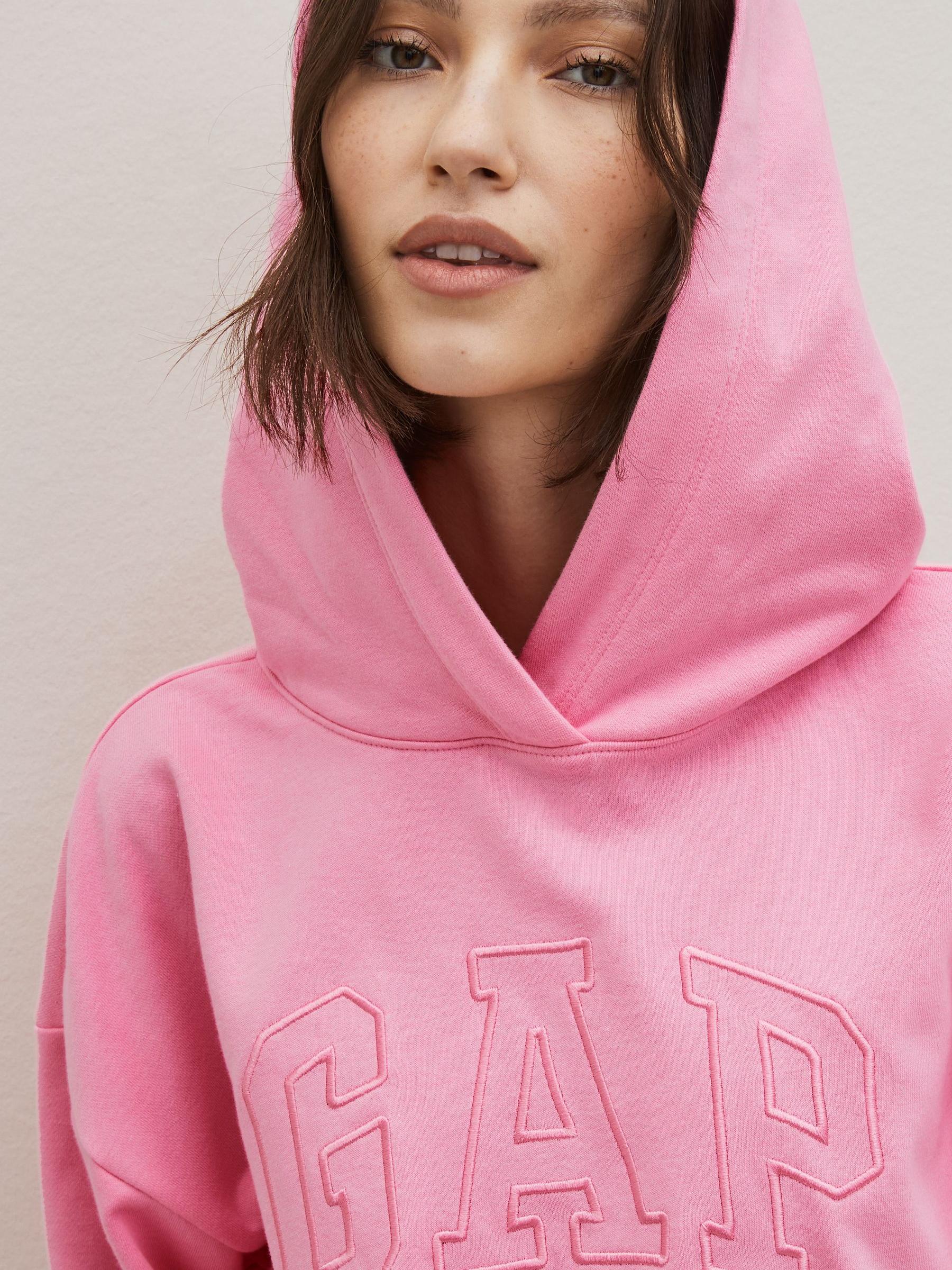 Pink Monochrome Logo Hi-Low Hem Hoodie - Image 3 of 4