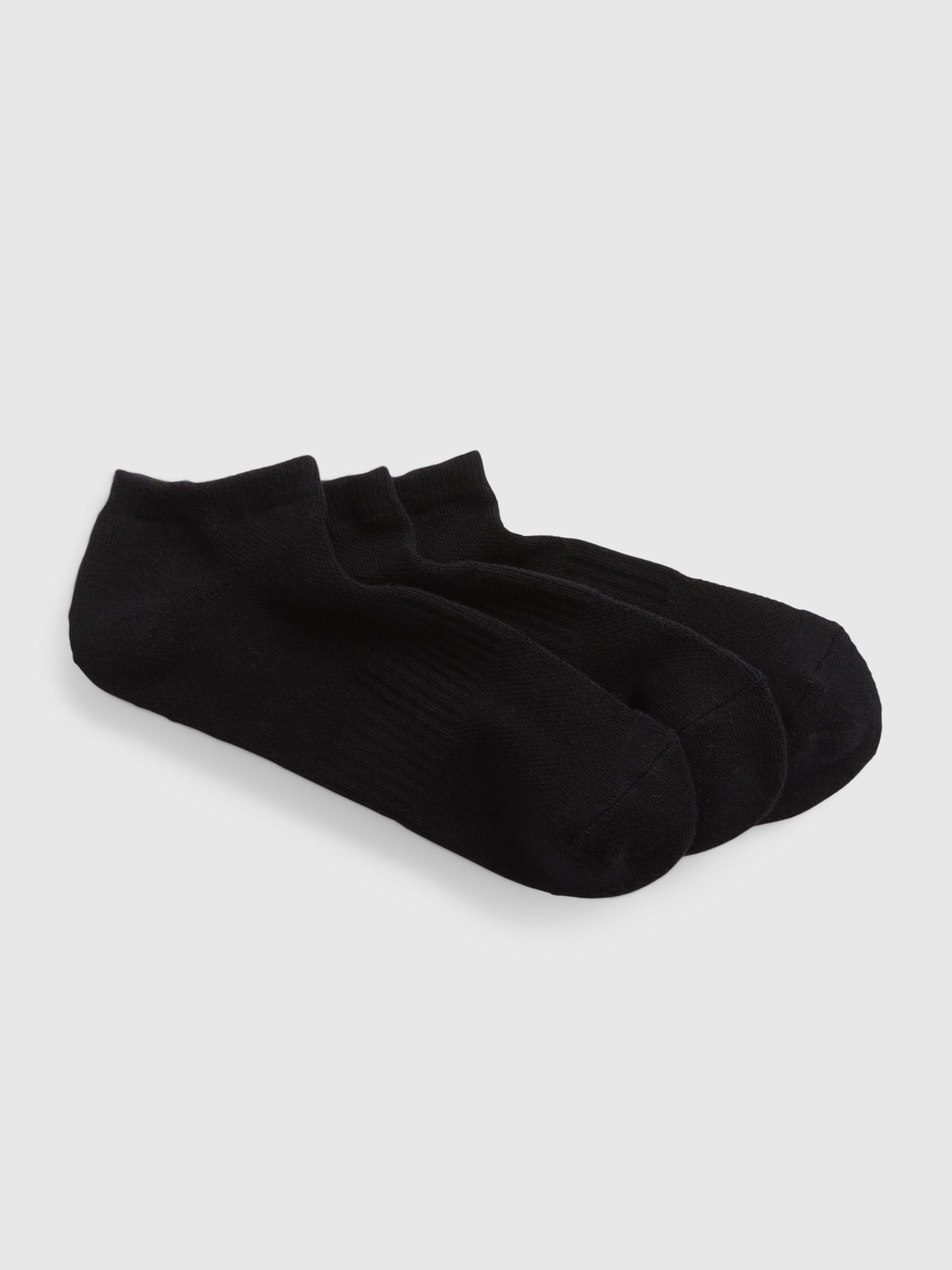 Black Adults 3 Pack Athletic Ribbed Ankle Socks - Image 3 of 3