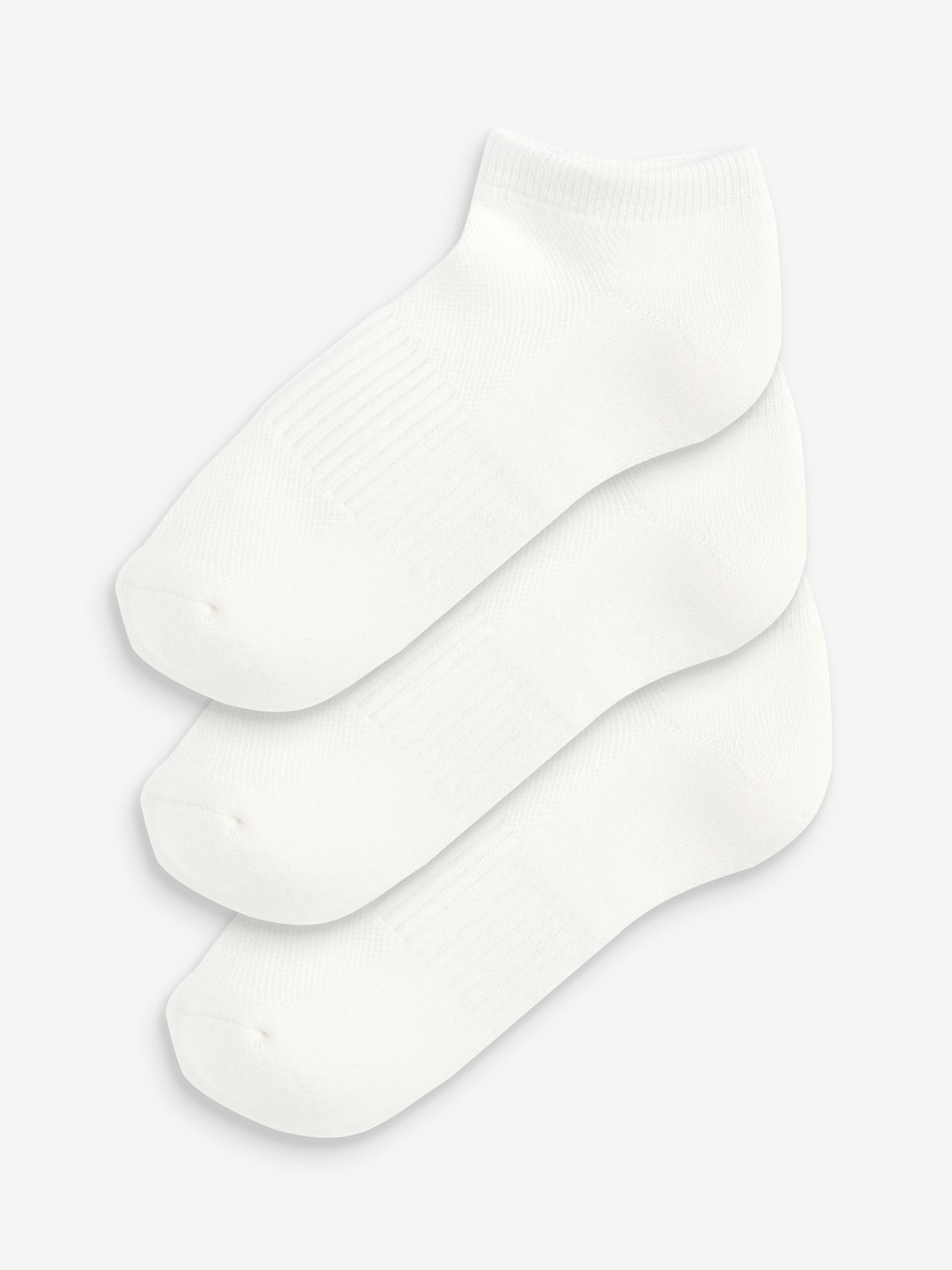 White Adults 3 Pack Athletic Ribbed Ankle Socks - Image 1 of 2