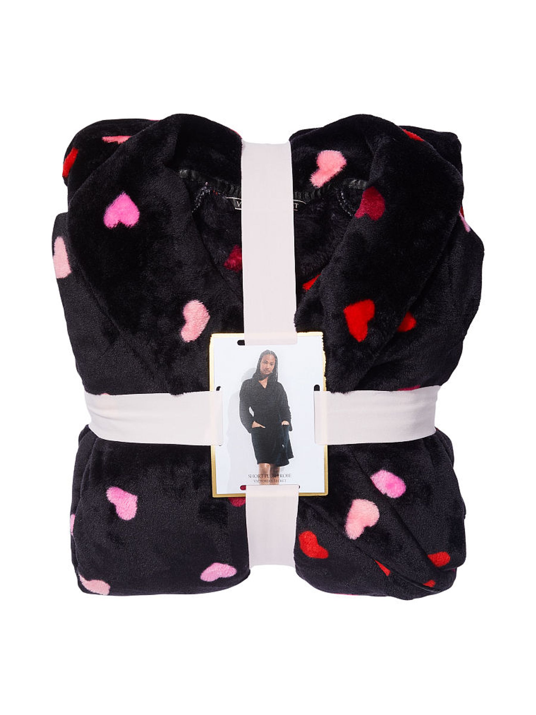 Black Heart Print Cosy Short Dressing Gown - Image 3 of 4