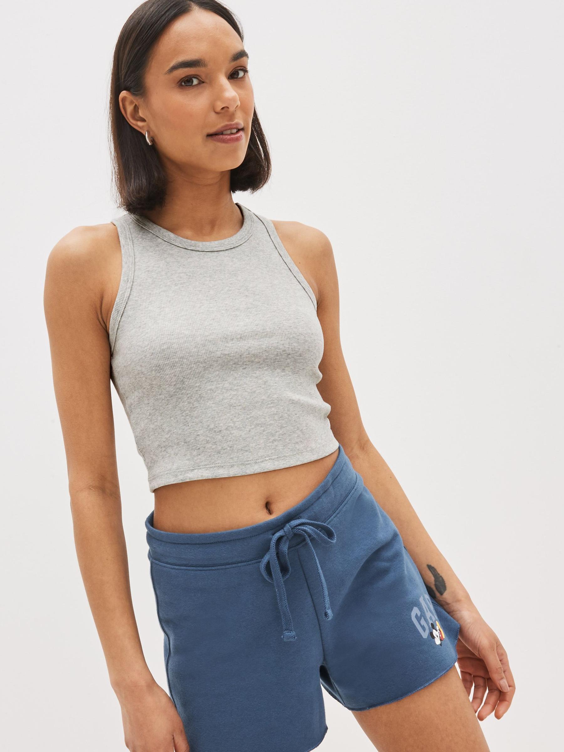 Grey Cropped Rib Tank Top - Image 1 of 4