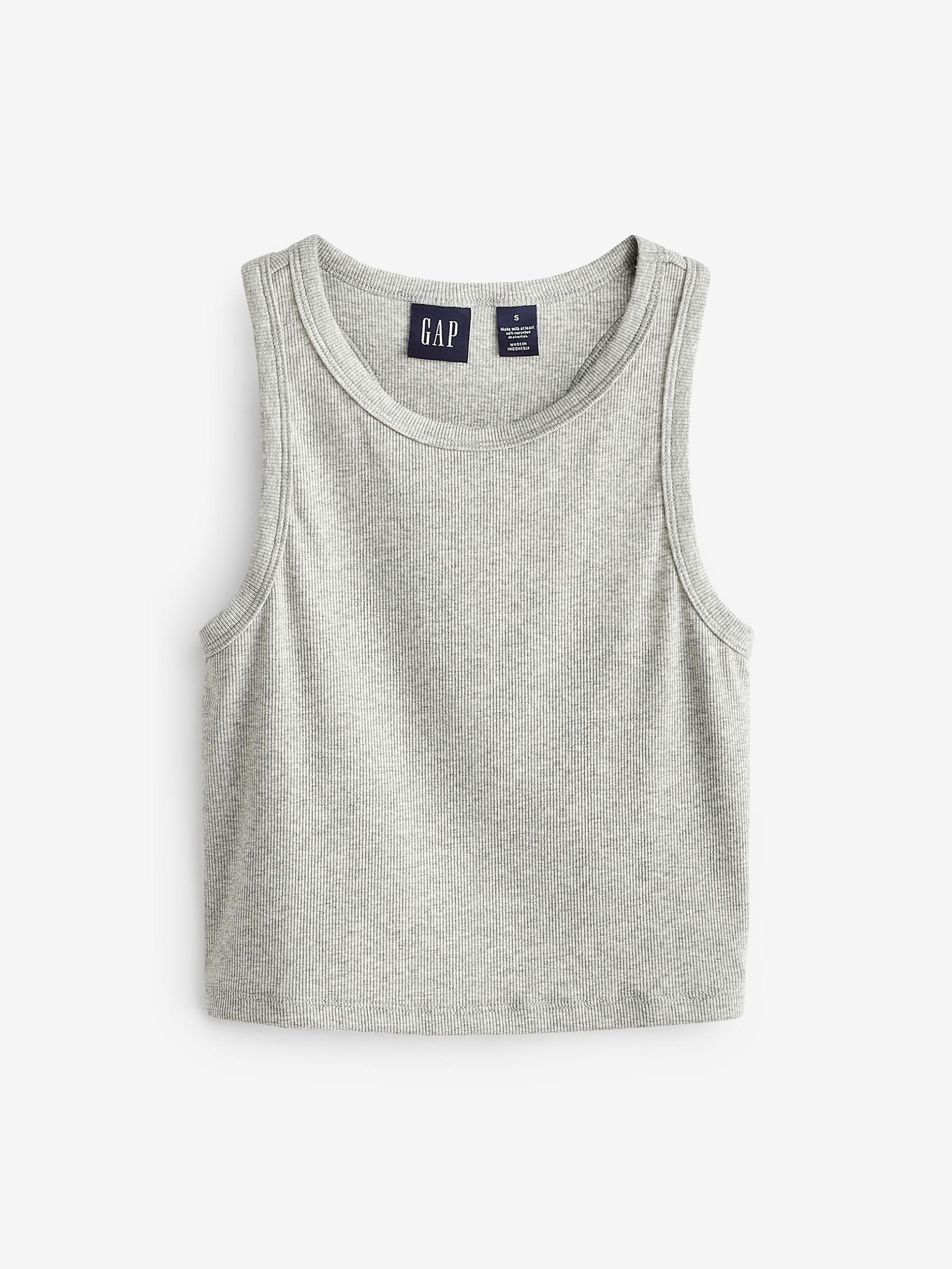 Grey Cropped Rib Tank Top - Image 3 of 4