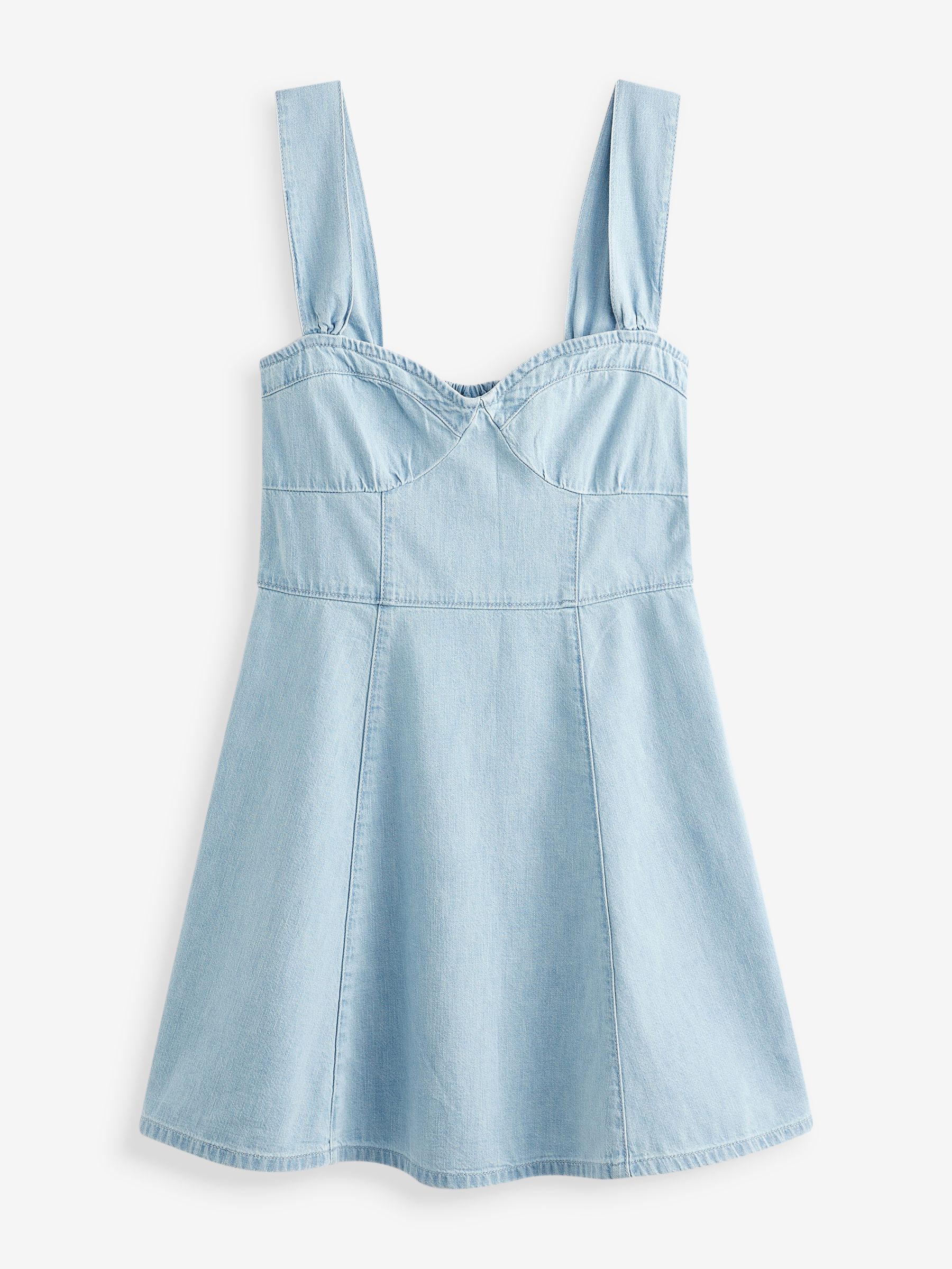 Blue Sweetheart Denim Sleeveless Mini Dress - Image 1 of 5