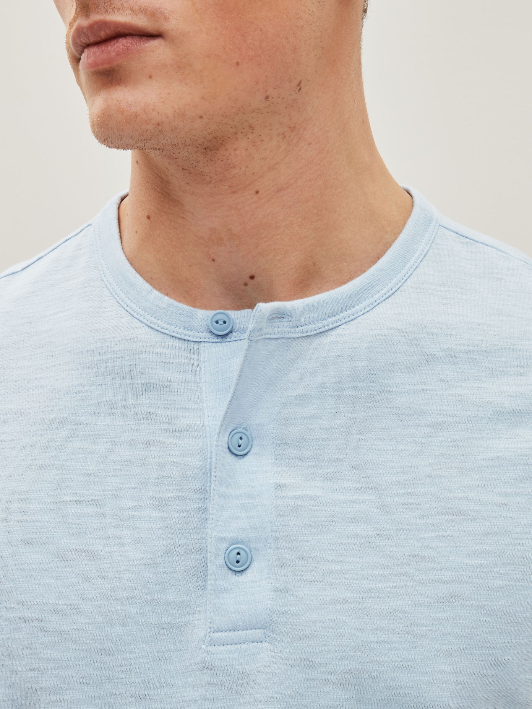 Light Blue Lived-In Henley Short Sleeve T-Shirt - Image 3 of 4