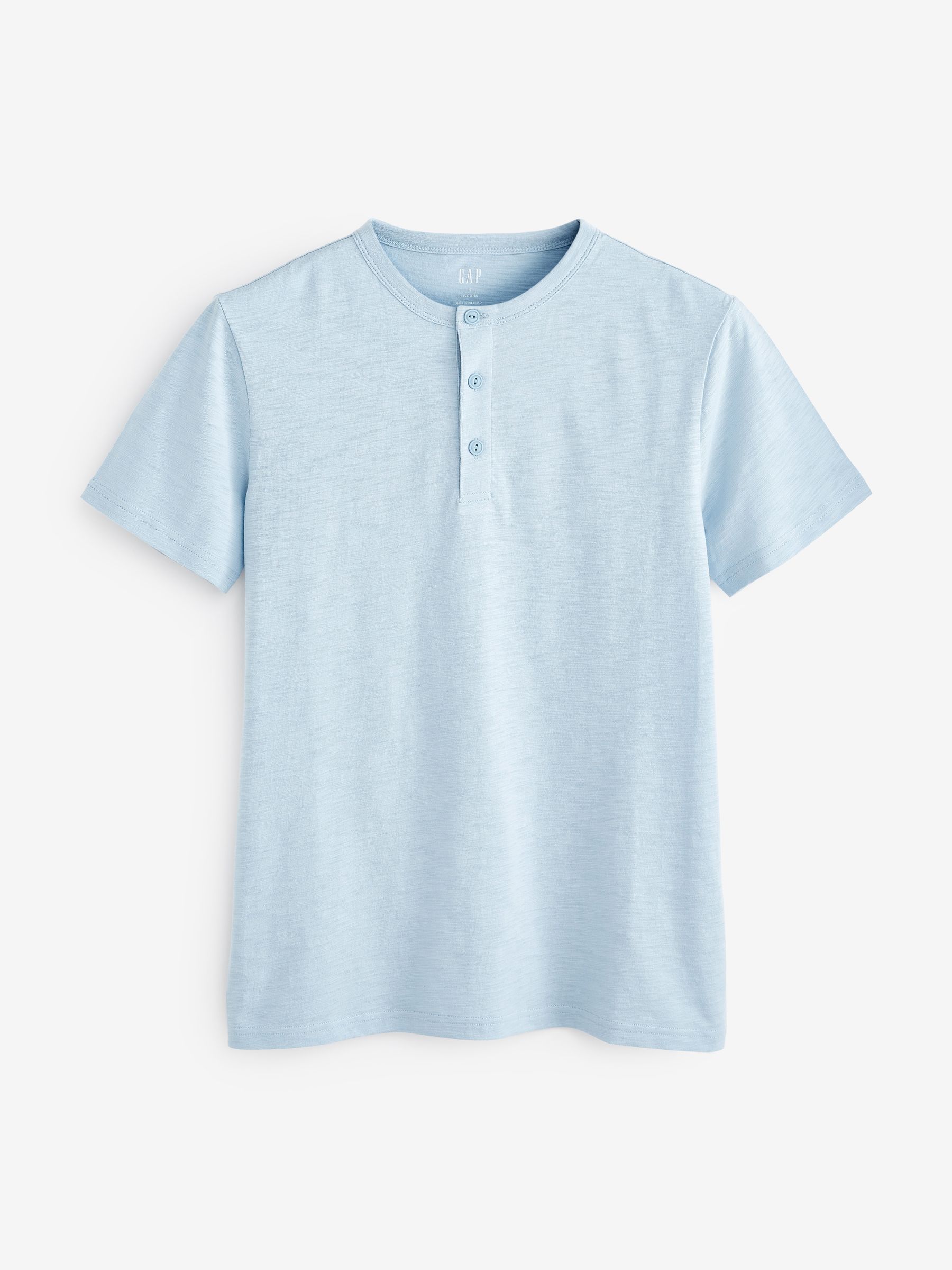 Light Blue Lived-In Henley Short Sleeve T-Shirt - Image 4 of 4