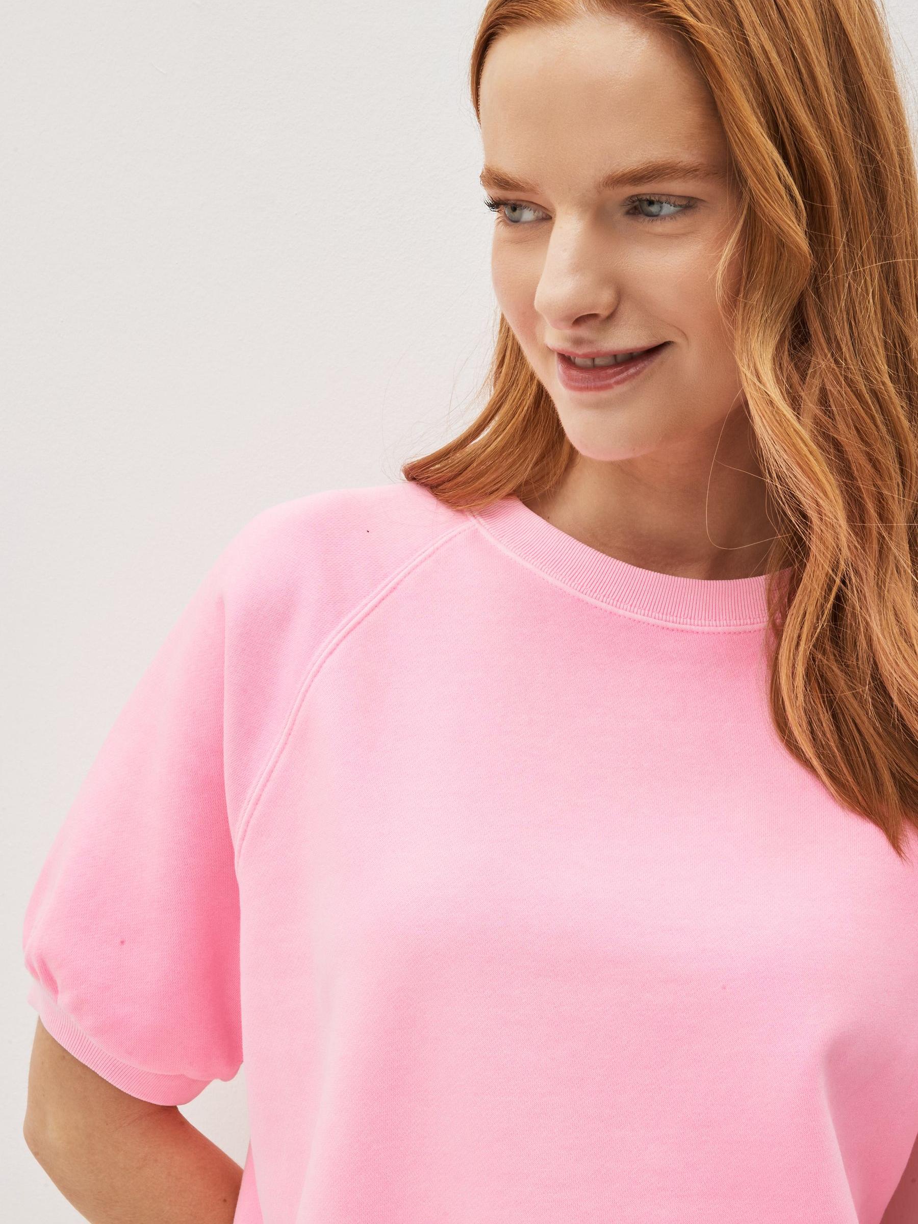 Neon Pink Short Sleeve Crew Neck Sweatshirt - Image 4 of 6