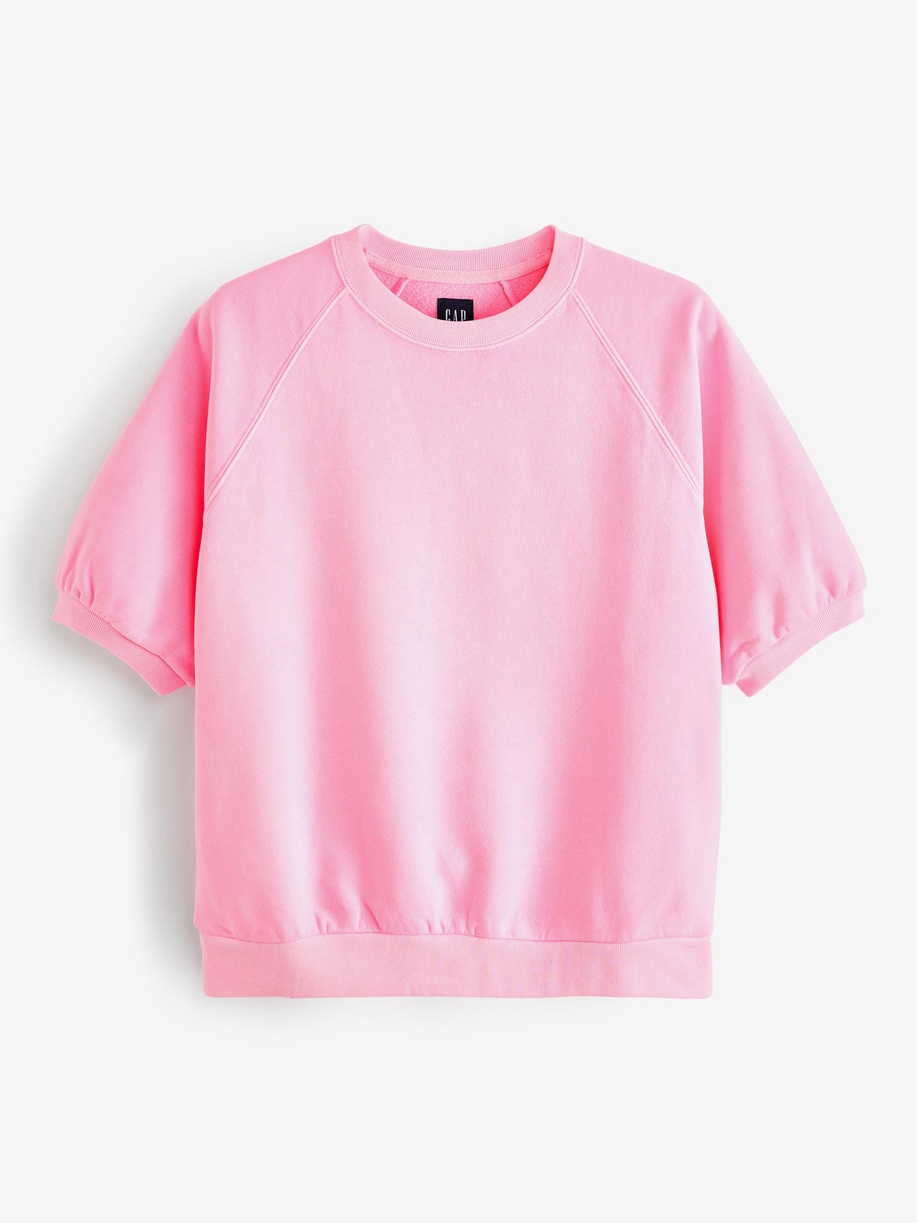 Neon Pink Short Sleeve Crew Neck Sweatshirt - Image 6 of 6
