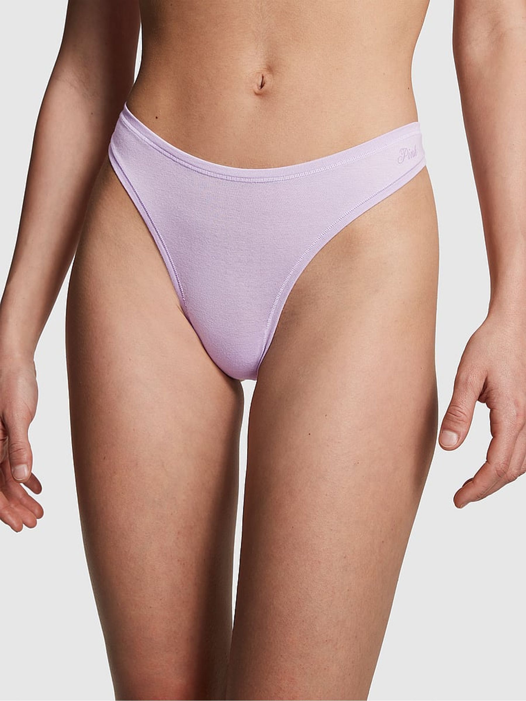 Pastel Lilac Purple Cotton Thong Knickers - Image 1 of 3 Pastel Lilac Purple Cotton Thong Knickers - Image 1 of 3