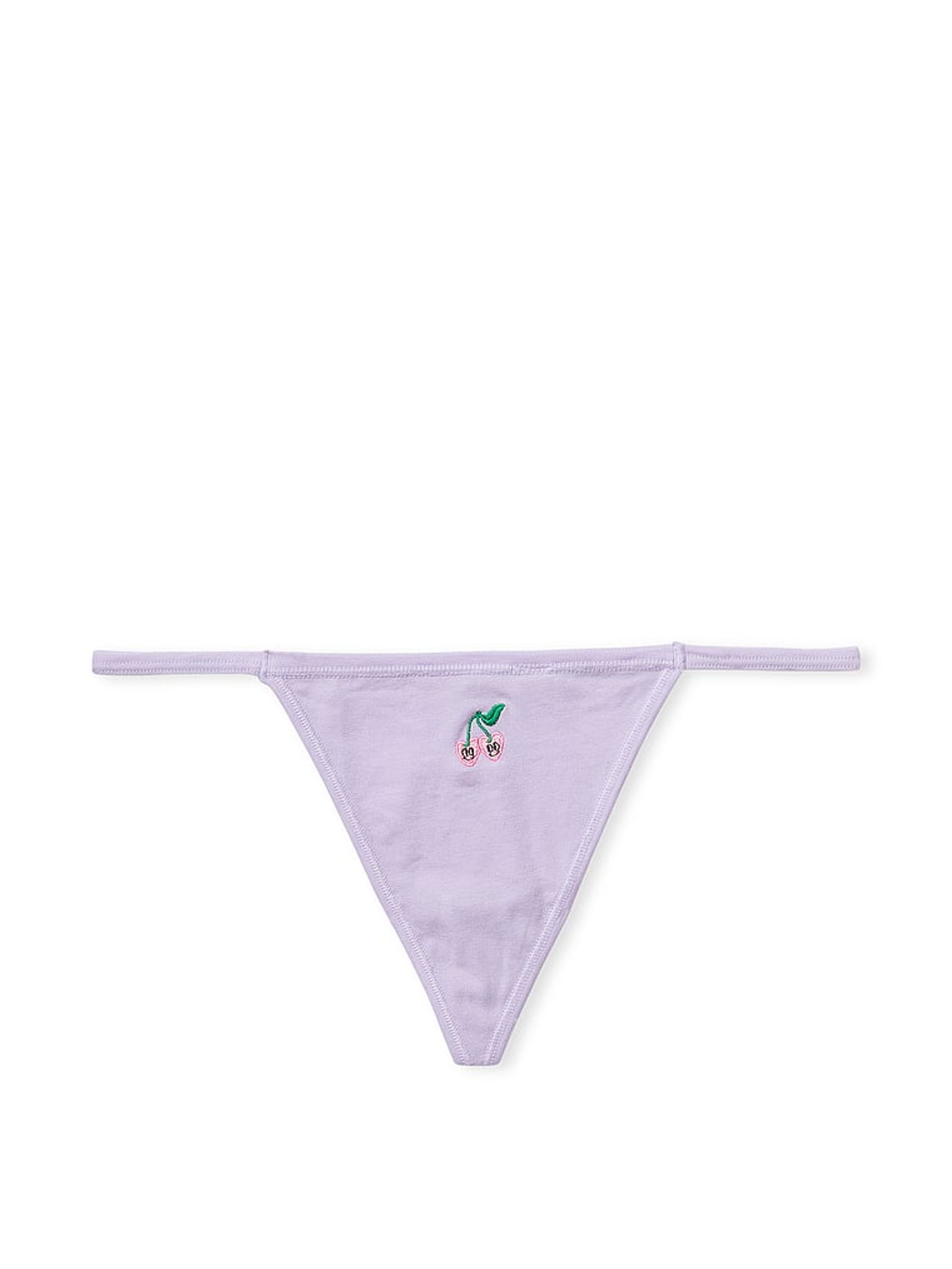 Pastel Lilac Cherry Cotton G String Knickers - Image 3 of 3