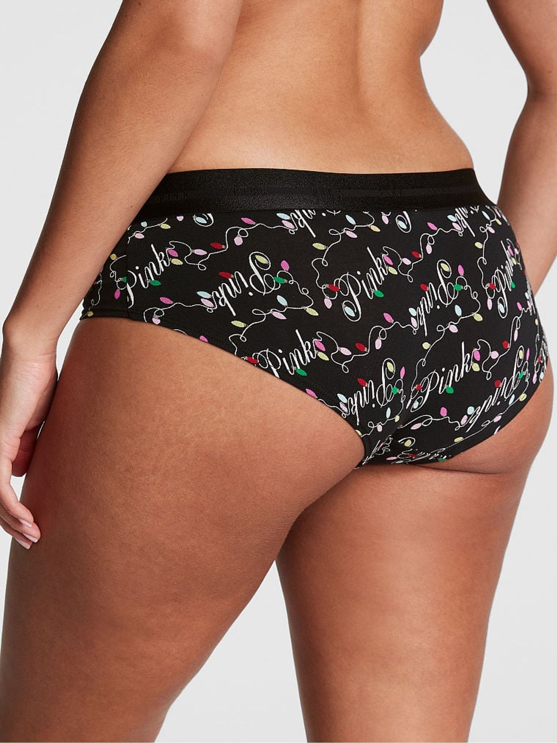 Pure Black Holiday Lights Script Logo Hipster Knickers - Image 2 of 3