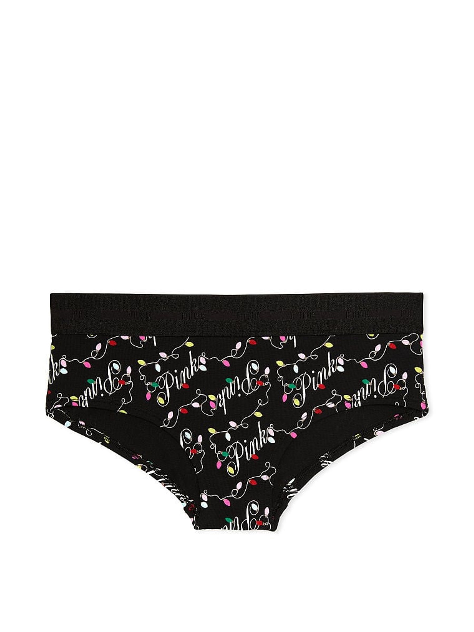 Pure Black Holiday Lights Script Logo Hipster Knickers - Image 3 of 3