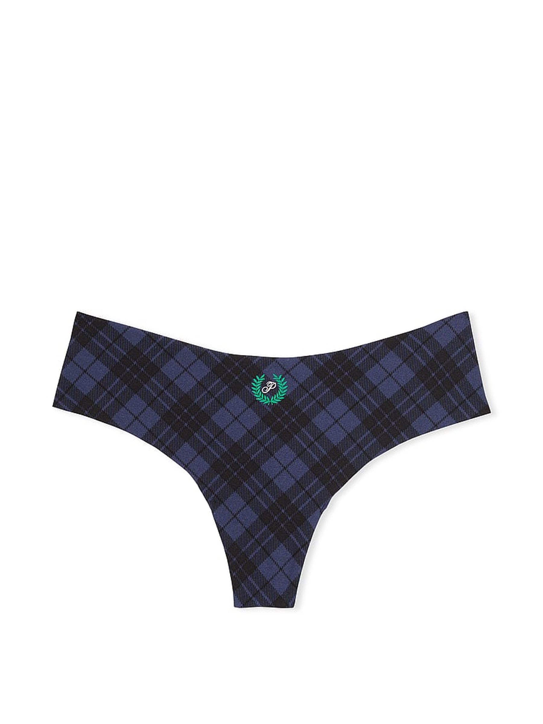 Midnight Navy Blue Crest No Show Thong Knickers - Image 1 of 1