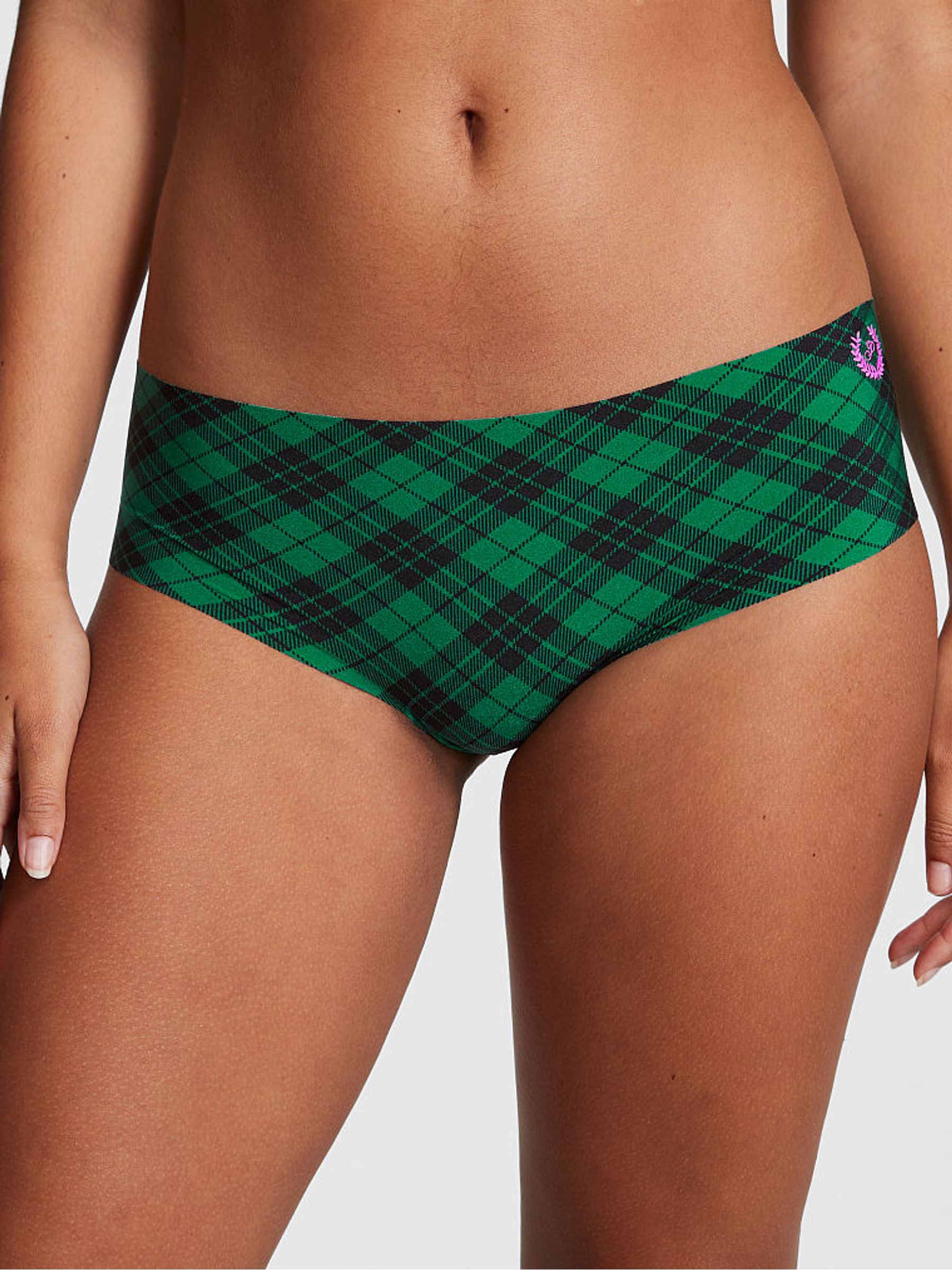 Garnet Green Plaid Crest No Show Hipster Knickers - Image 1 of 1