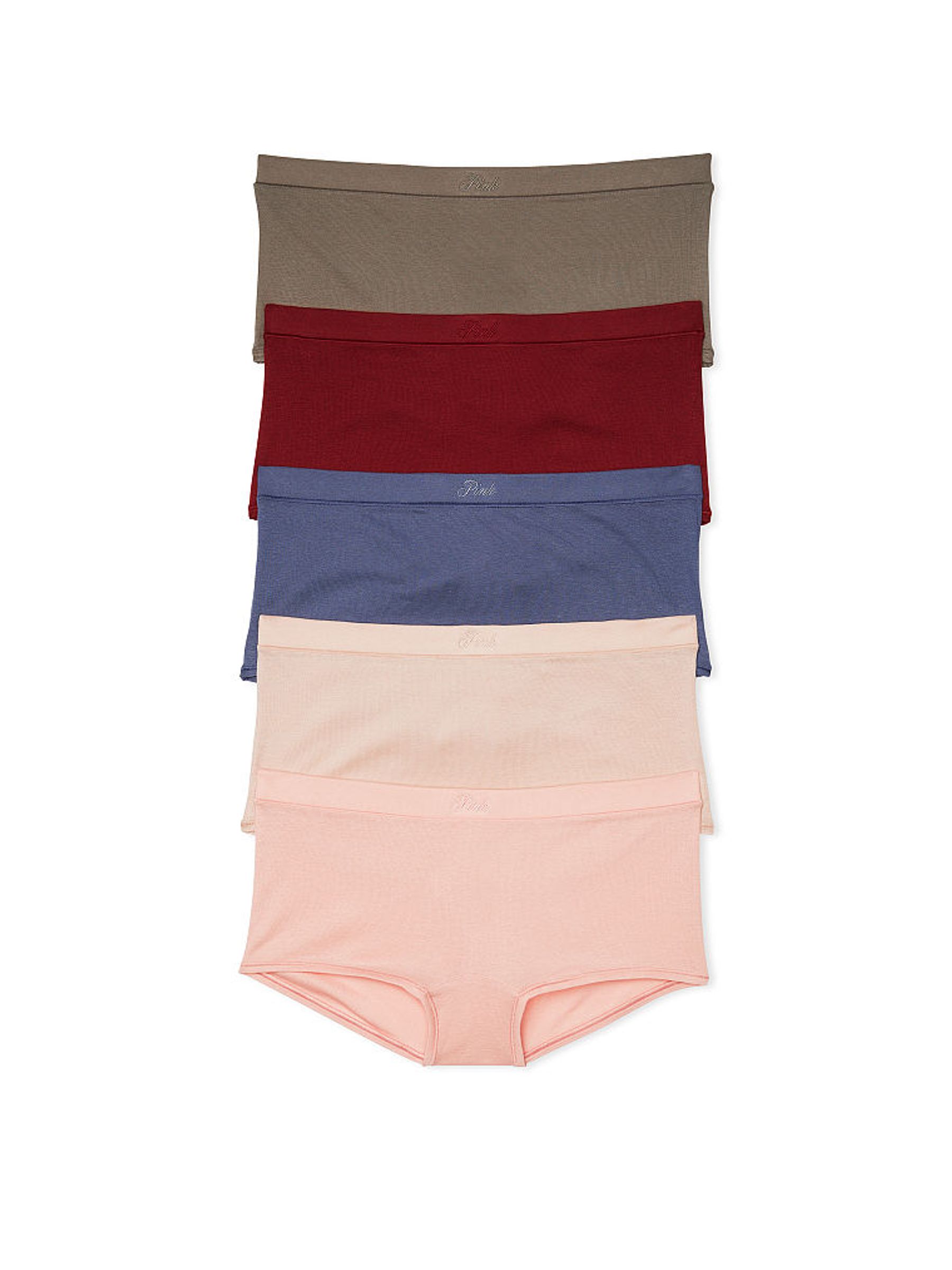 Beige/Pink/Red/Blue/Green Short 5 Pack Knickers - Image 1 of 1